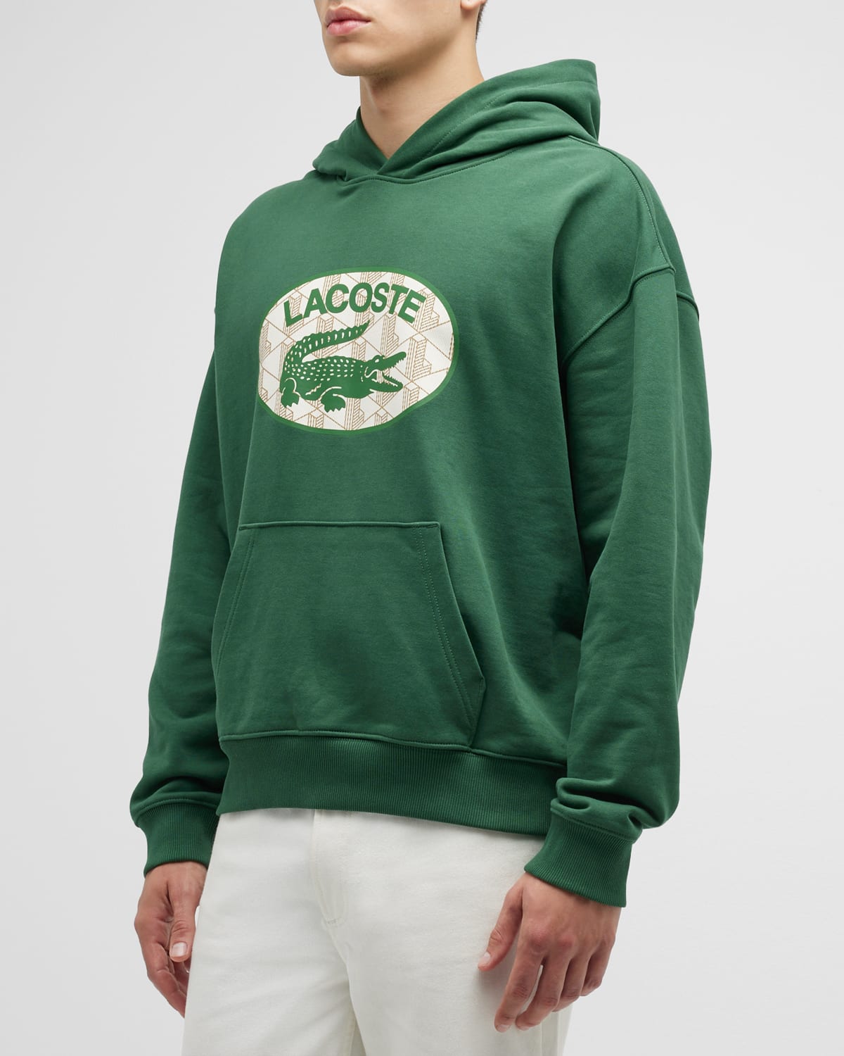 Lacoste Men's Logo Print Loose-fit Hoodie Sweatshirt In Green