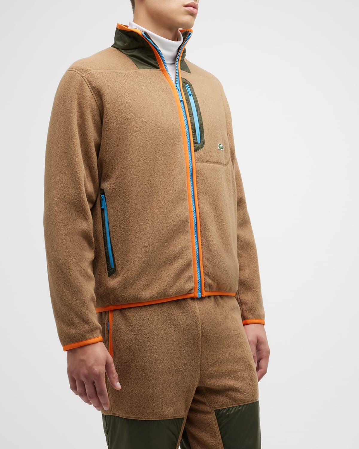 Shop Lacoste Men's Full-zip Fleece Sweatshirt In Leafy