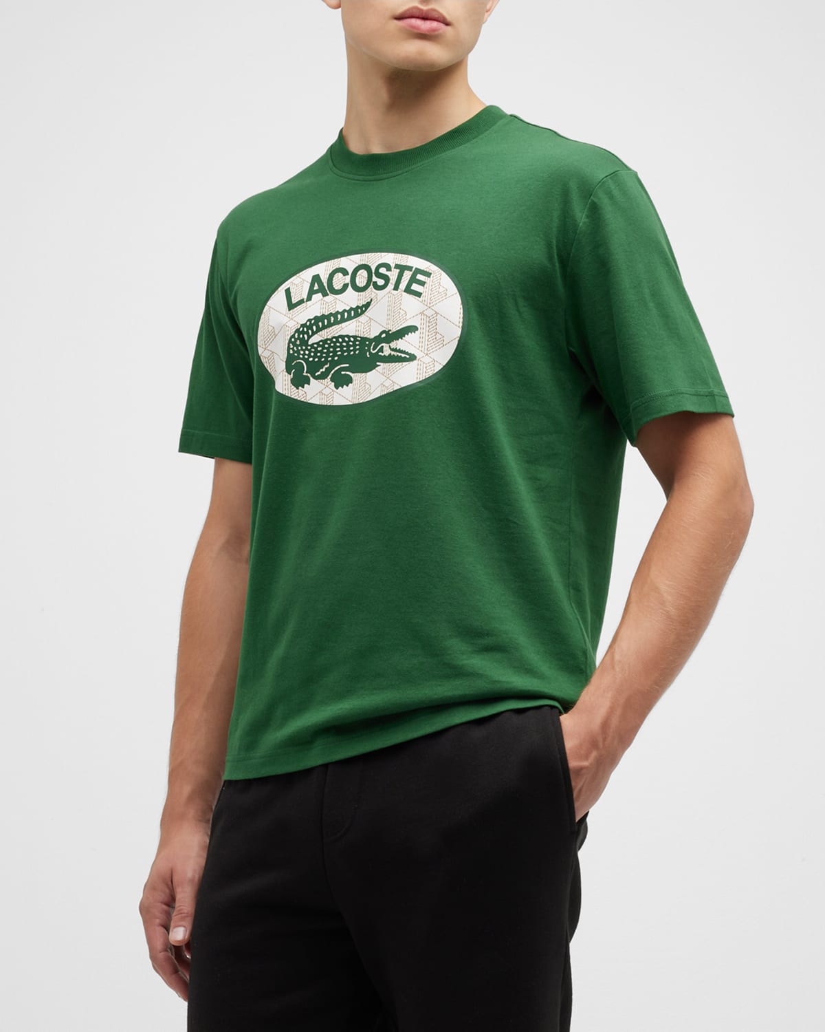 Lacoste Men's Regular Fit Branded Monogram Print T-shirt - S - 3 In Green