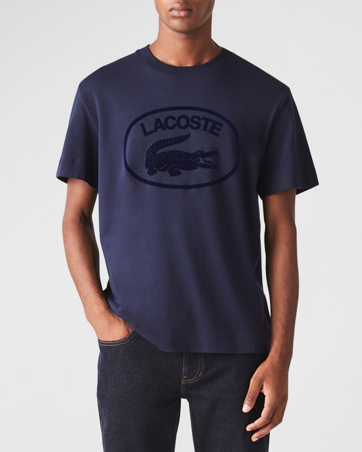 Lacoste Men's Relaxed Fit Branded Cotton T-shirt - Xxl - 7 In Blue