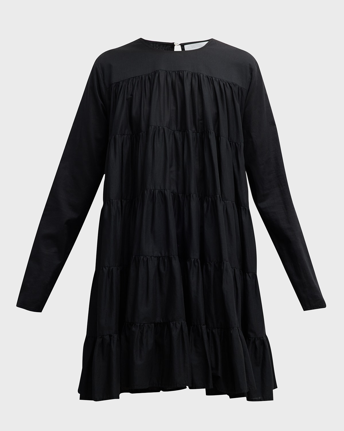 Merlette Soliman Long-sleeved Cotton-poplin Mini Dress In Black