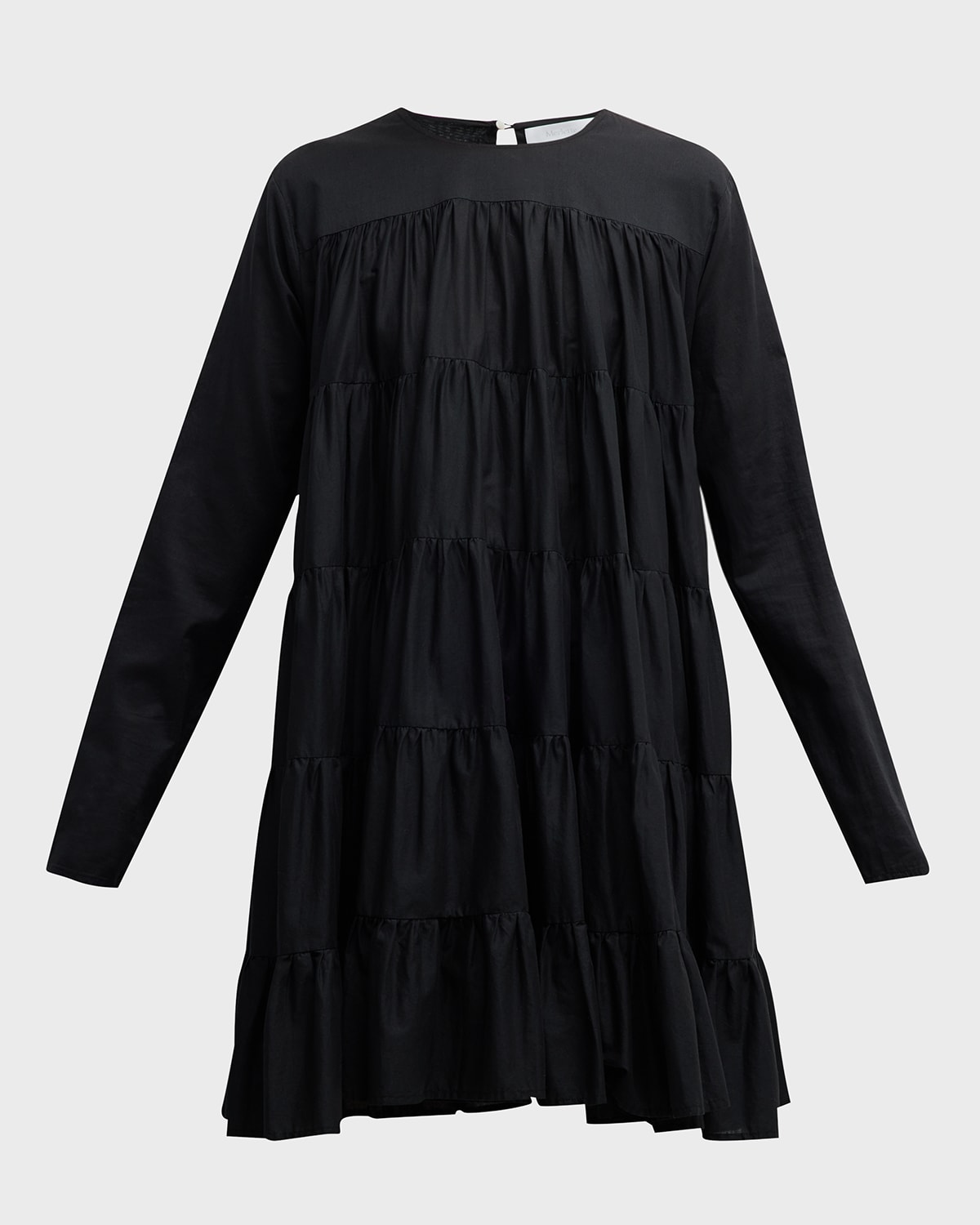 Shop Merlette Soliman Tiered Long-sleeve Mini Dress In Black