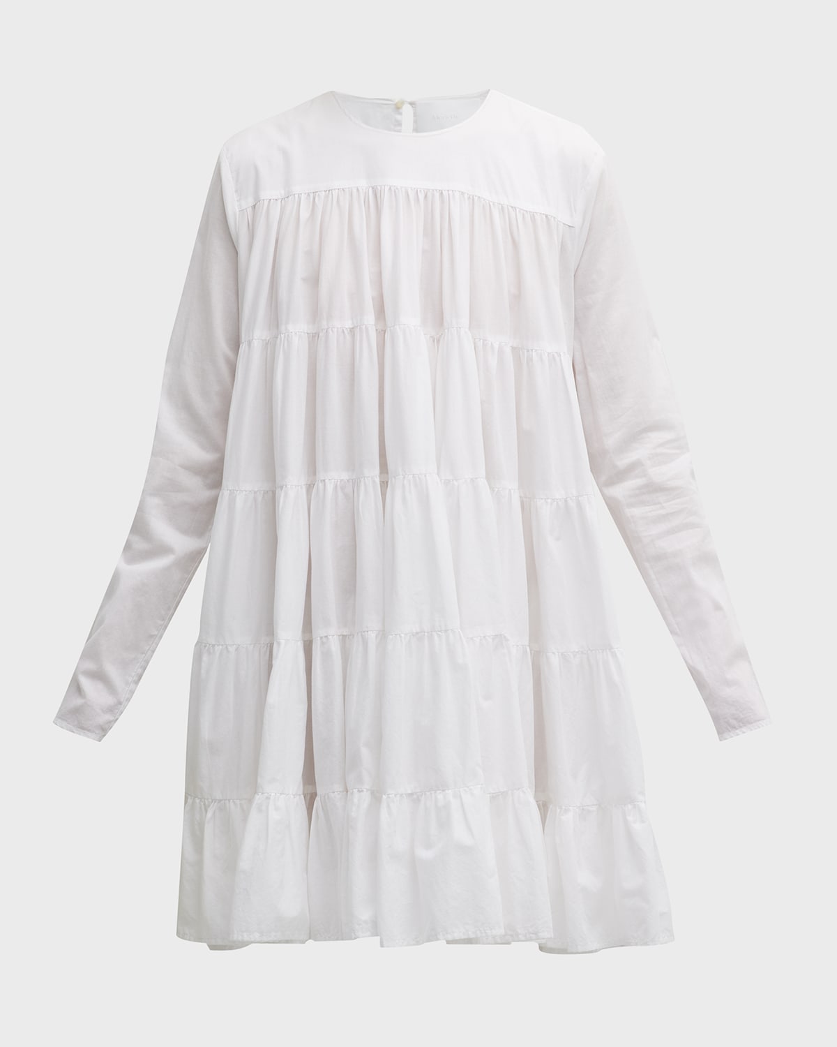 Shop Merlette Soliman Tiered Long-sleeve Mini Dress In White