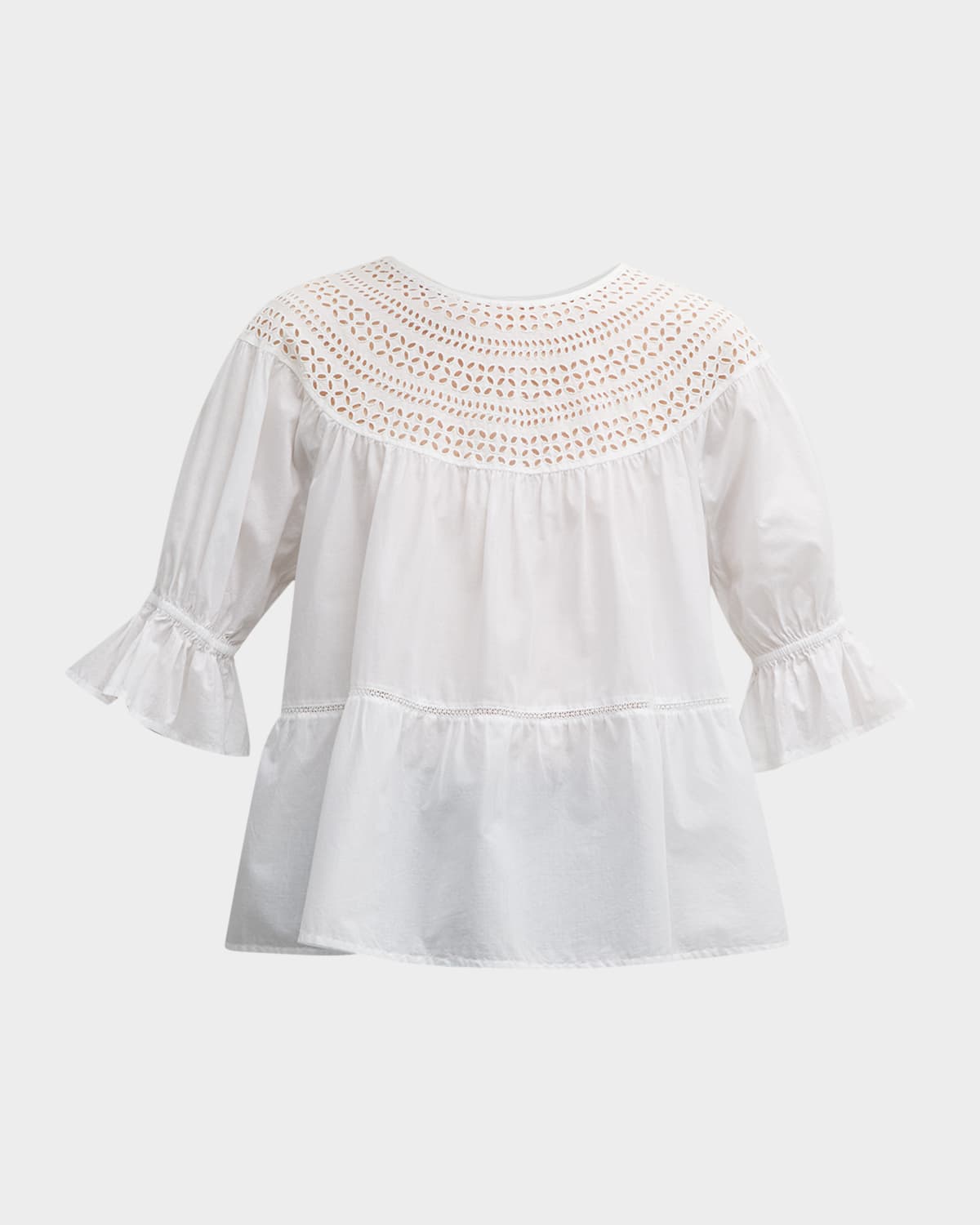 Puff sleeve eyelet top best sale