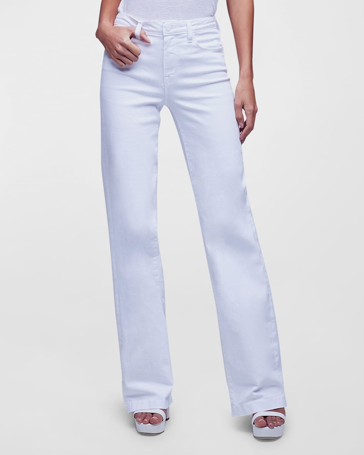 Shop L Agence Clayton High Rise Wide-leg Jeans In Blanc
