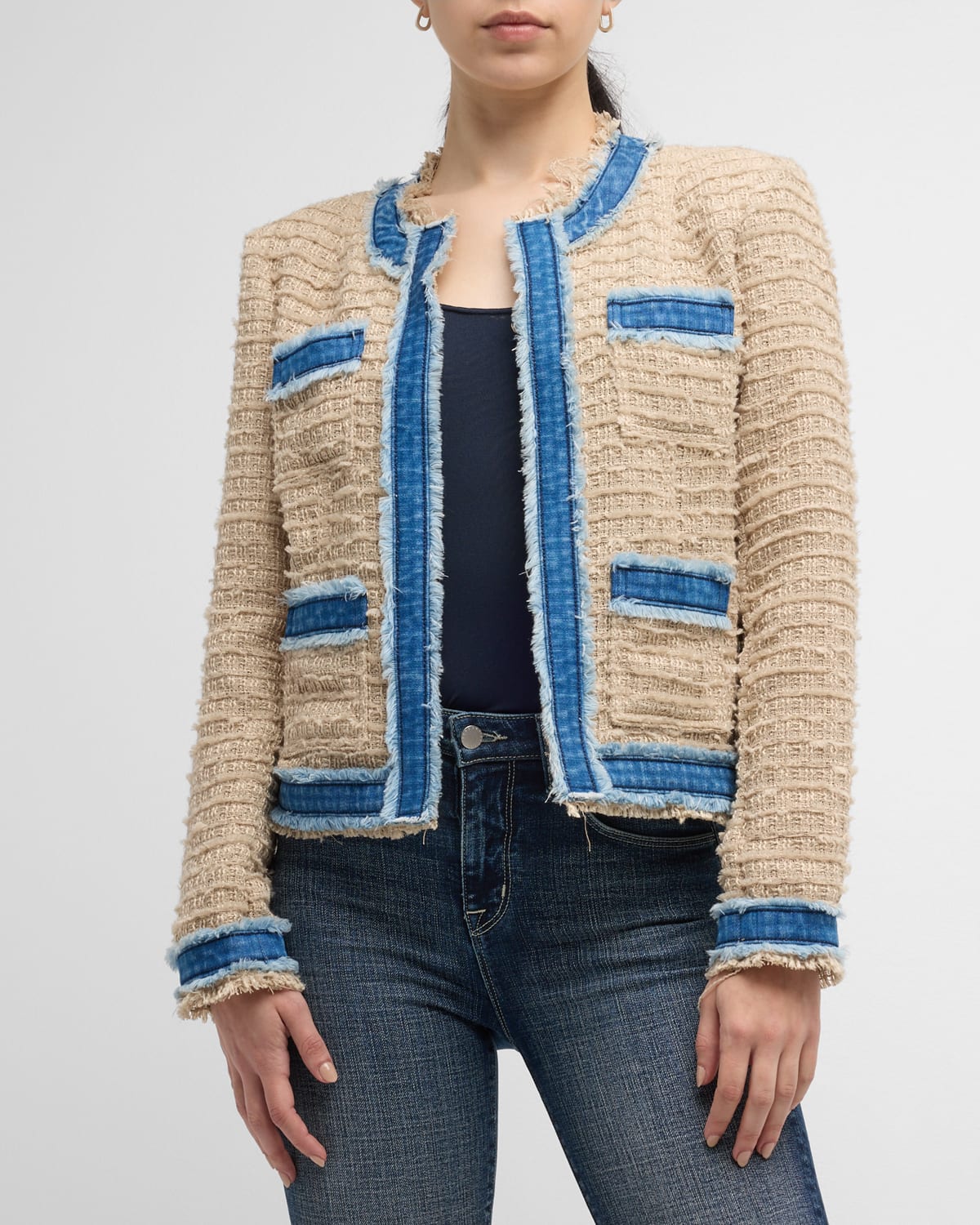 Shop L Agence Agnes Textured Jacket In Oxford Tanpomona