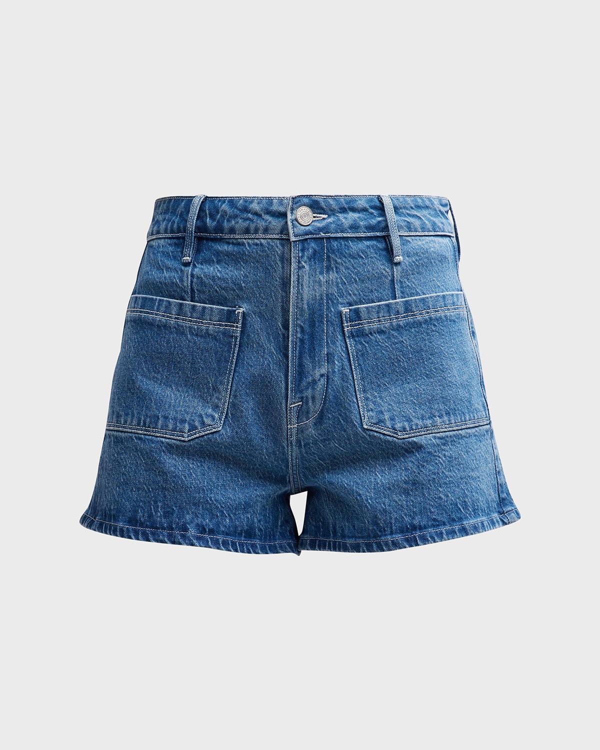 Shop Frame Le Bardot Denim Shorts In Lourdes