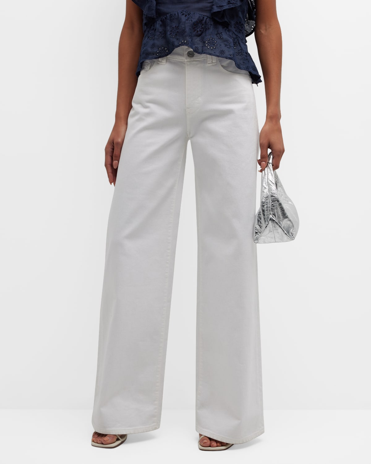 Frame Le Baggy Palazzo High Waist Wide Leg Jeans In Blanc