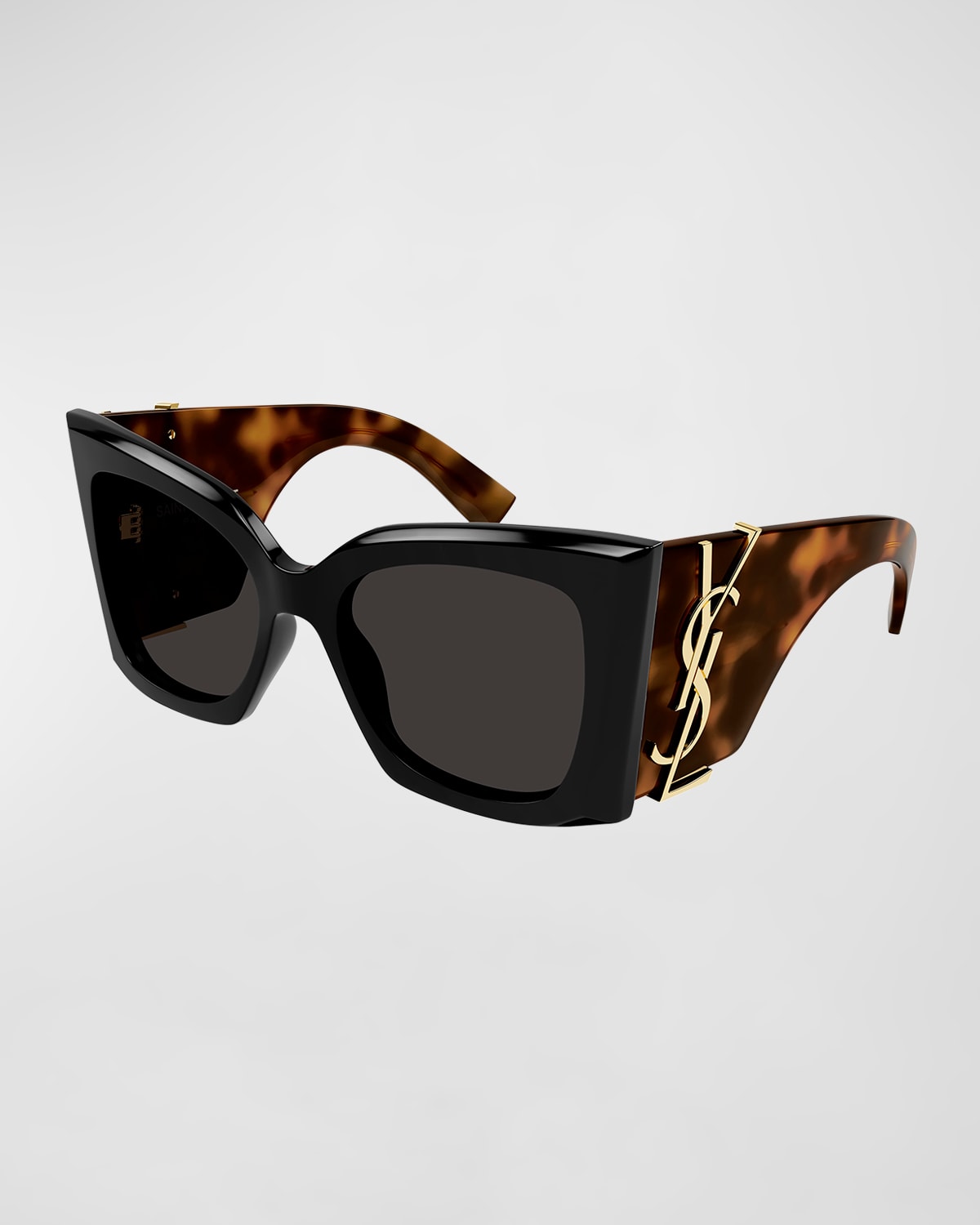 Saint Laurent Blaze Acetate Cat-eye Sunglasses In 003 Shiny Solid B
