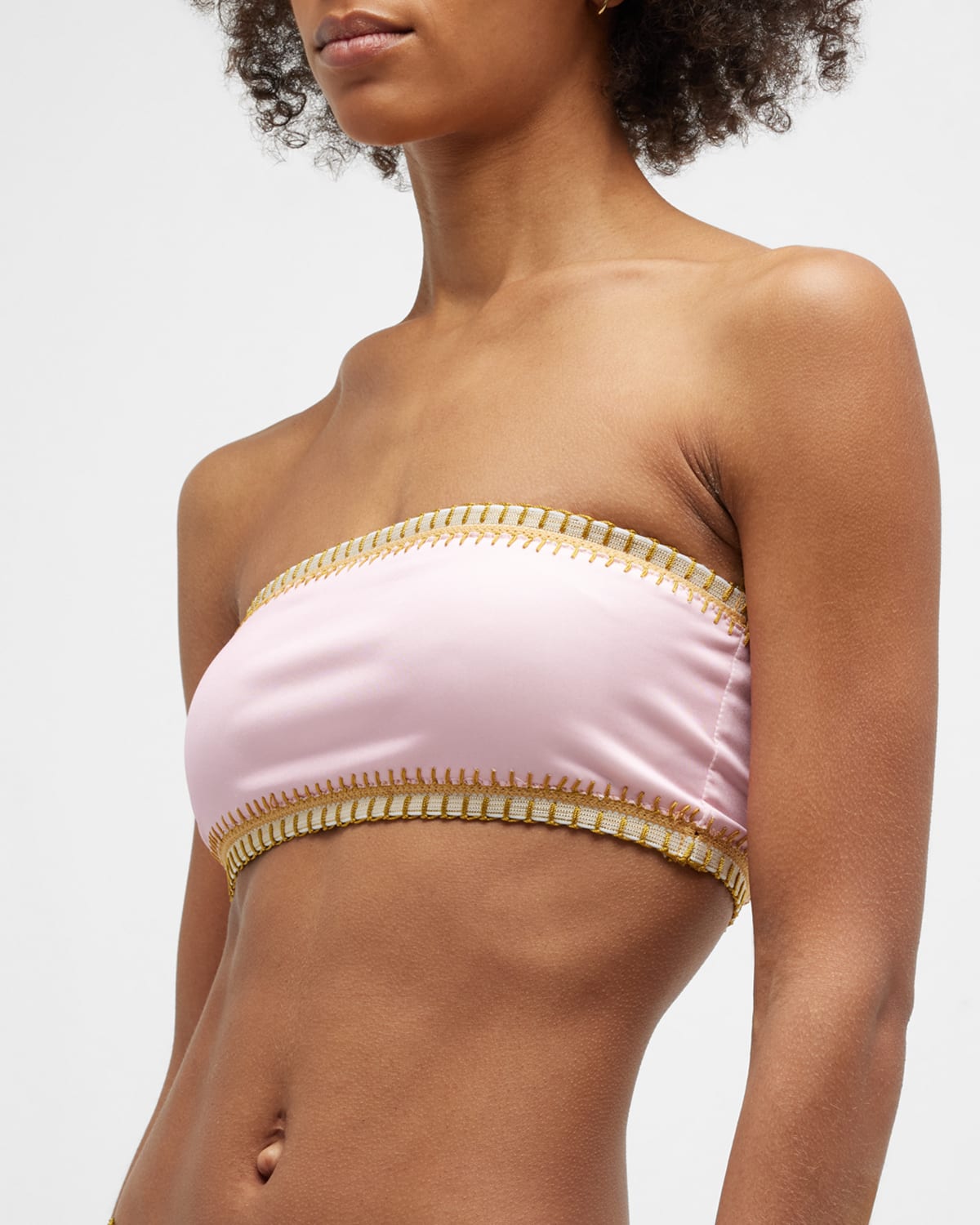 Crochet-Trim Bandeau Bikini Top