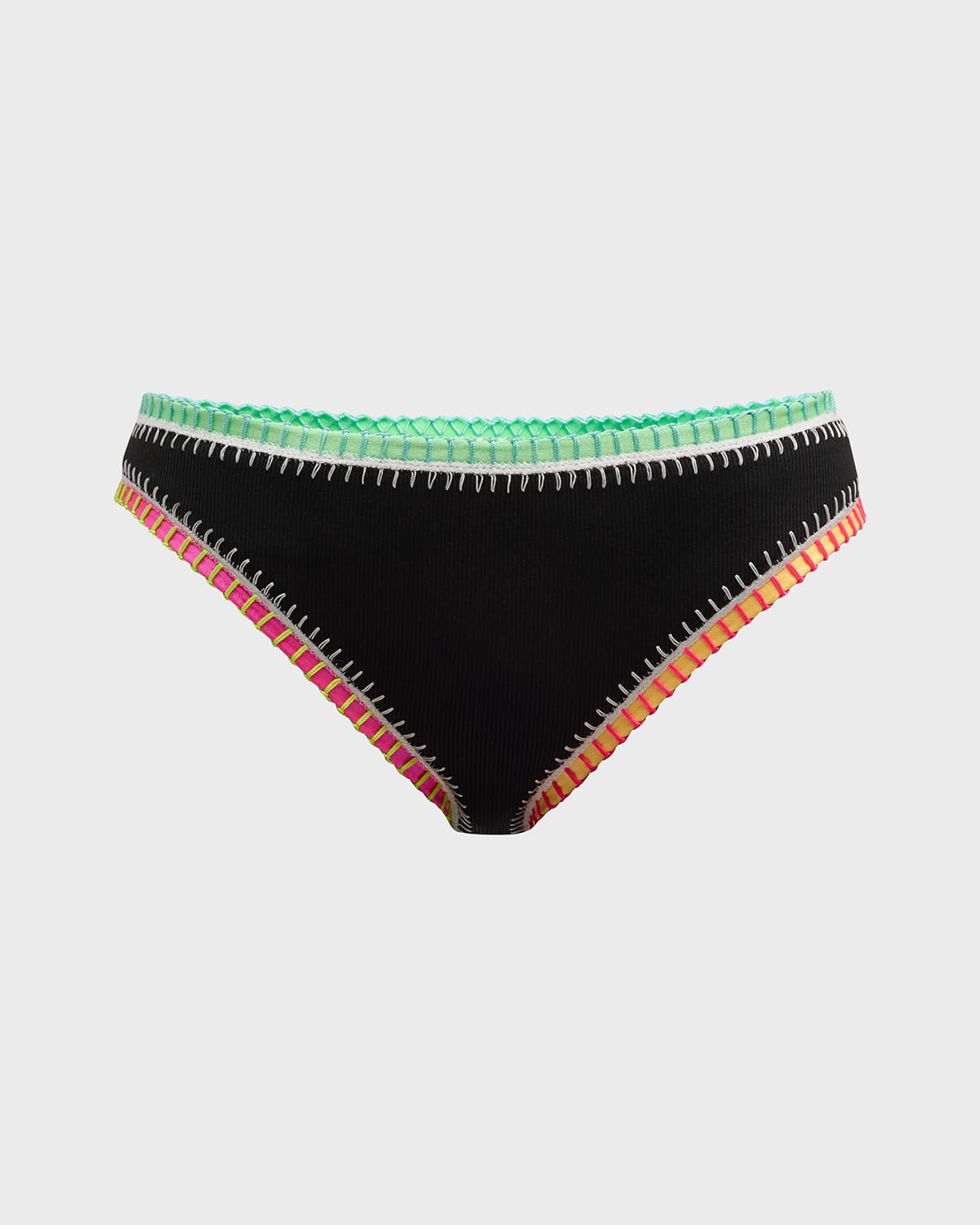 Platinum Inspired By Solange Ferrarini Crochet-trim Hipster Bikini Bottoms In Black Multi