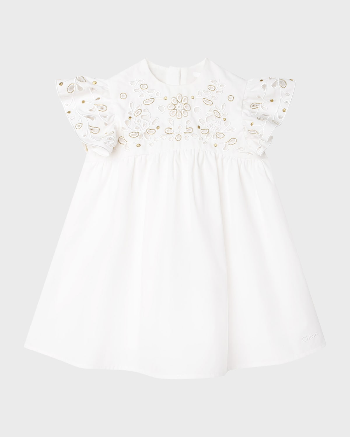 Girl's Embroidered Cotton Ceremony Dress, Size