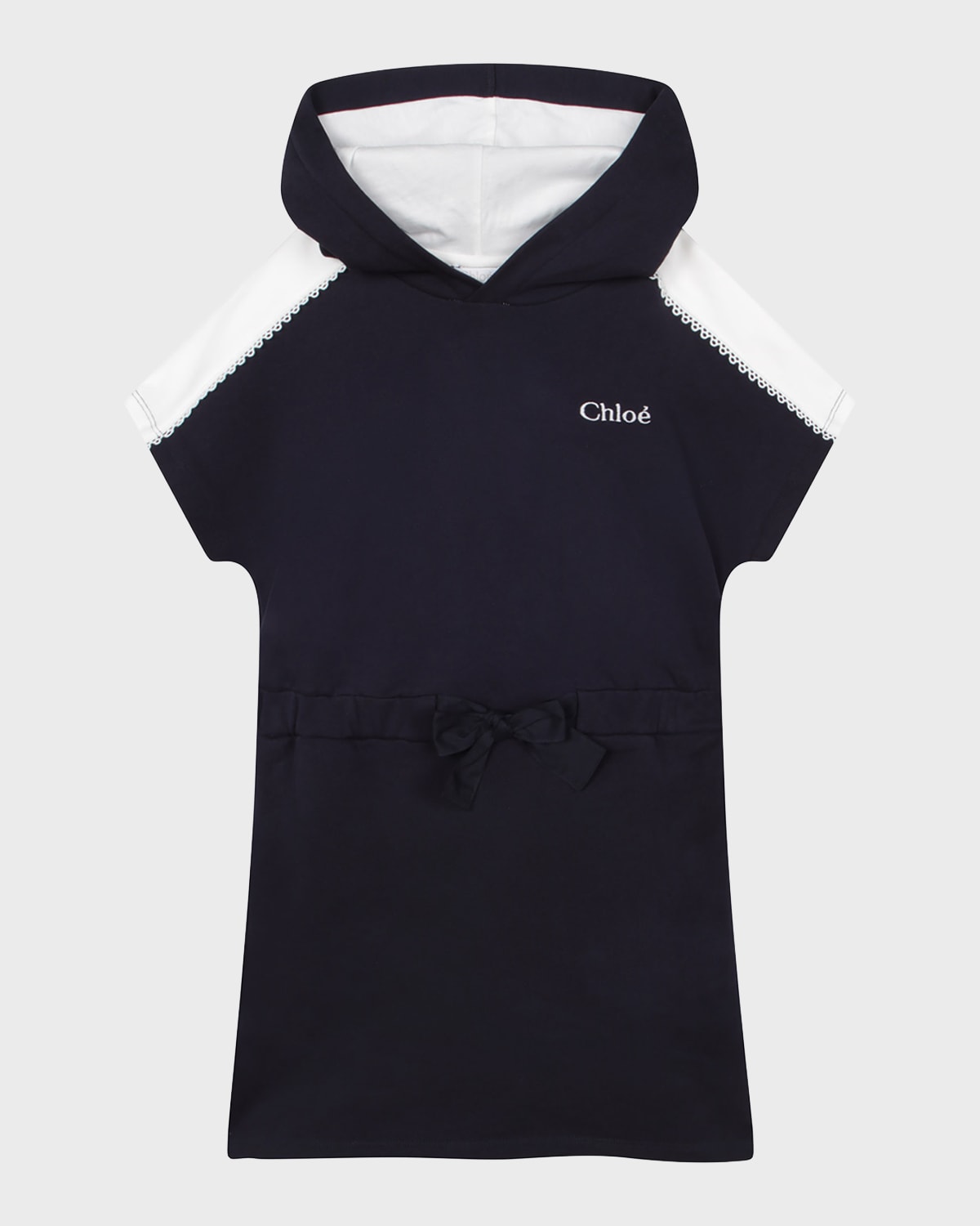 Girl's Hooded Fleece Dress With Guipure Braid, Size 8-14