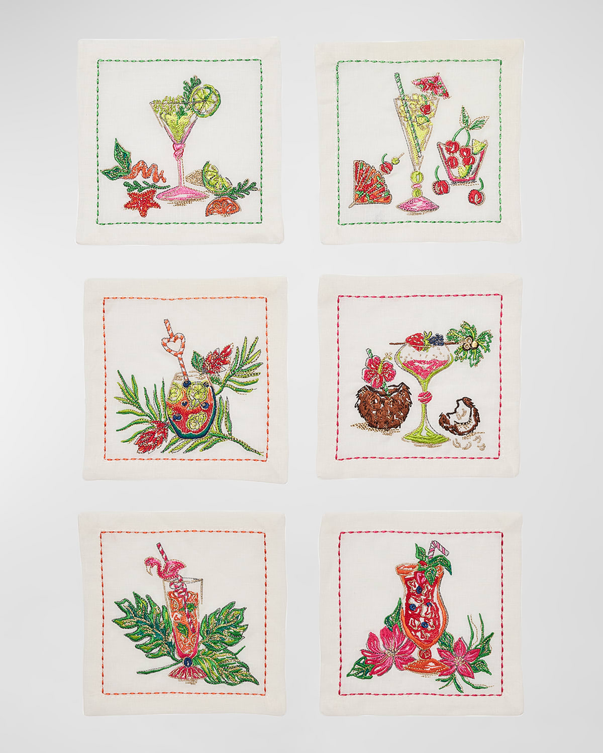 Kim Seybert Tropicana Cocktail Napkin, Set Of 6 In A Gift Box