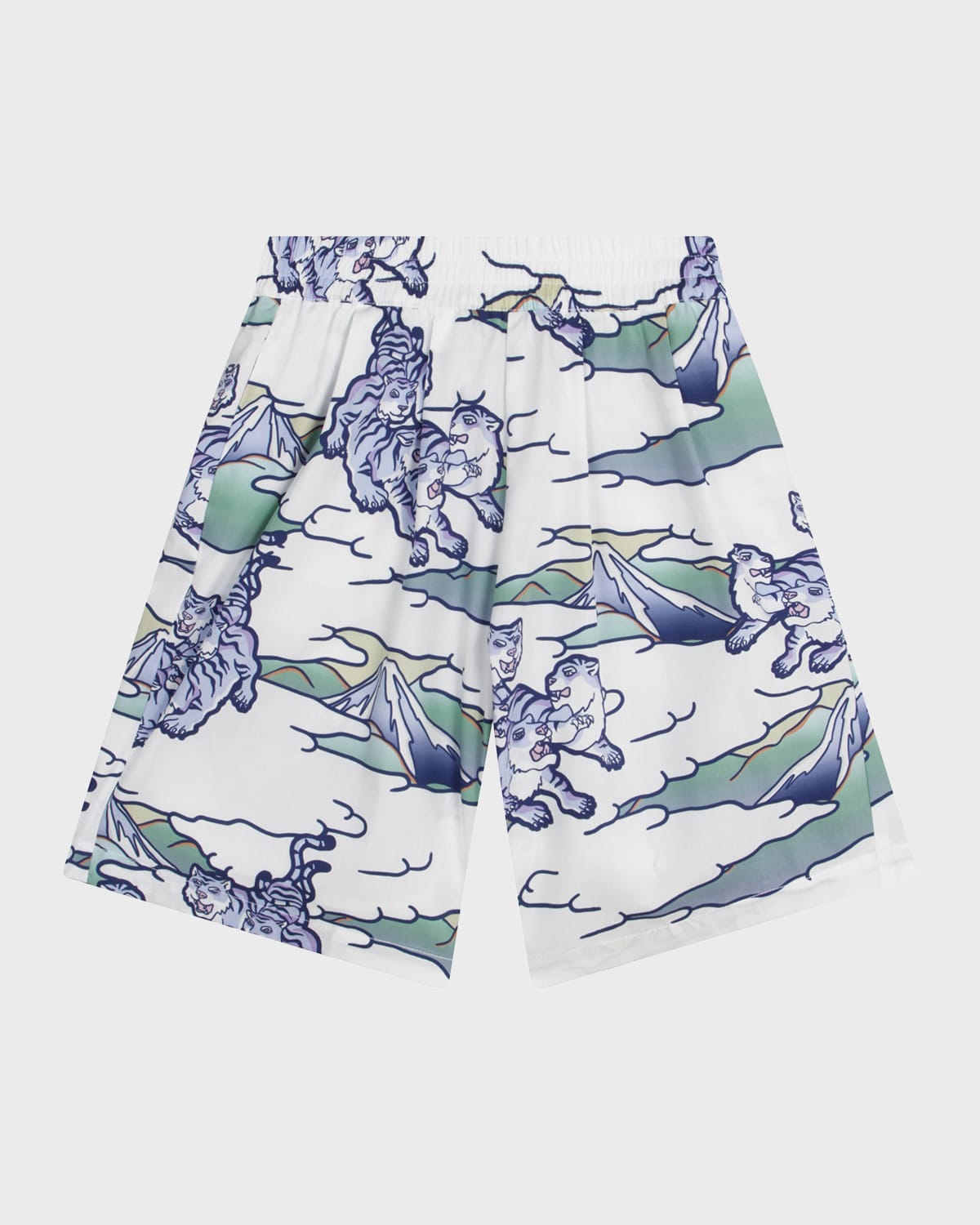 Kenzo Boy's Mount Fugi Print Bermuda Shorts In 791-pale Blue