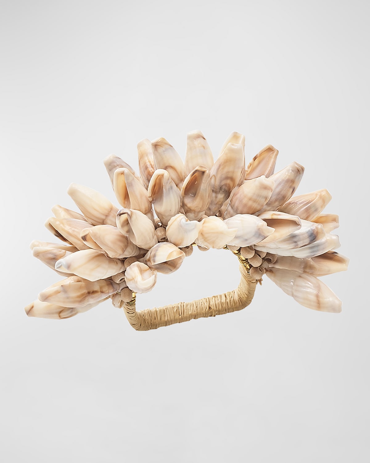 Kim Seybert Shell Fringe Napkin Ring In Ivory/brown