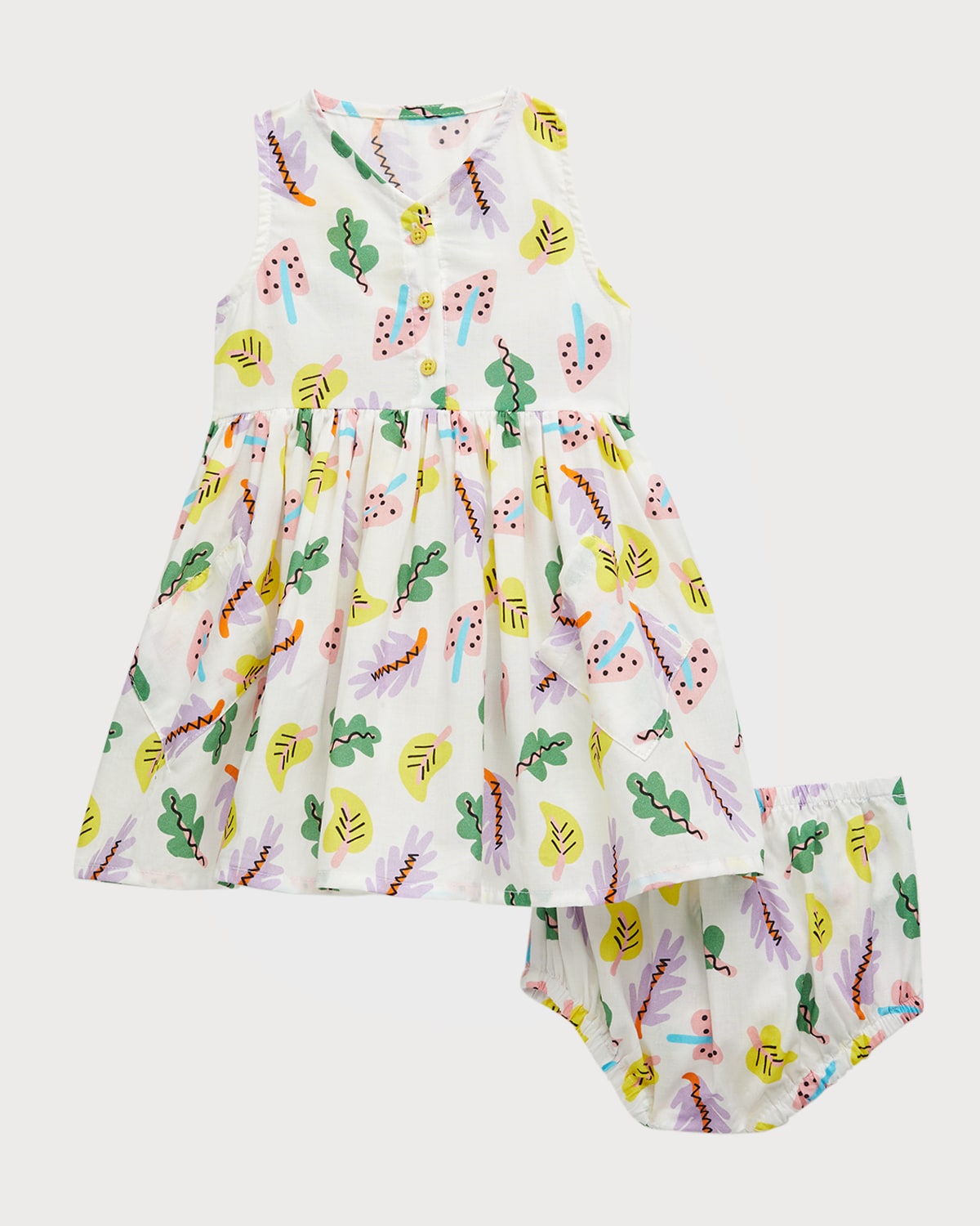 Girl's Palm Leaves Dress W/ Bloomers, Size 6M-24M