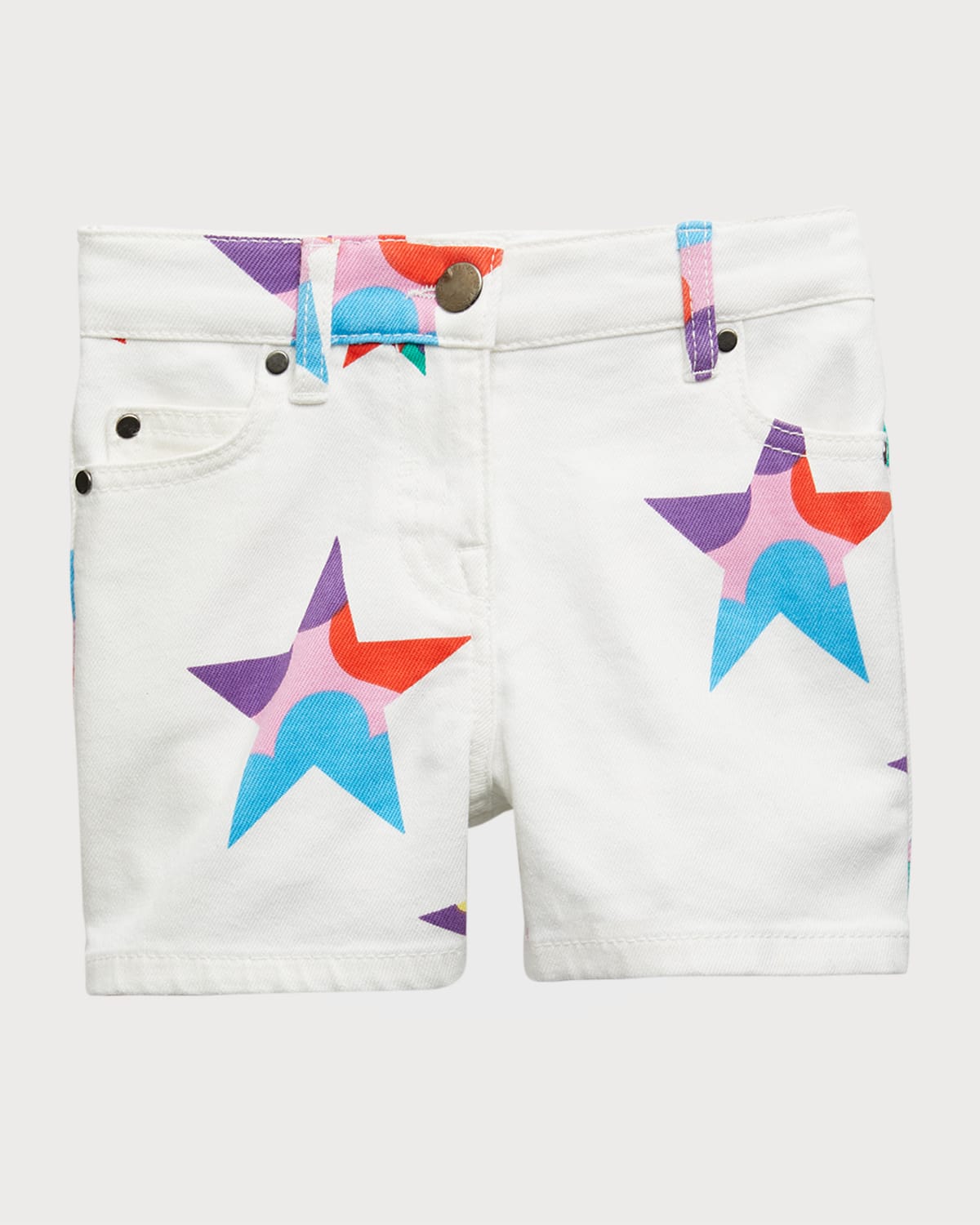 Stella Mccartney Kids' Girl's Pop Stars Graphic Denim Shorts In White
