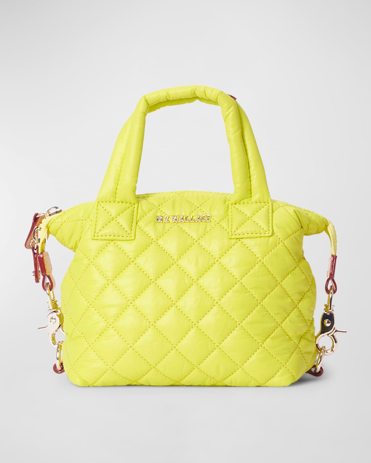 Mz Wallace Sutton Micro Quilted Crossbody Bag In Acid Yellow/light Gold