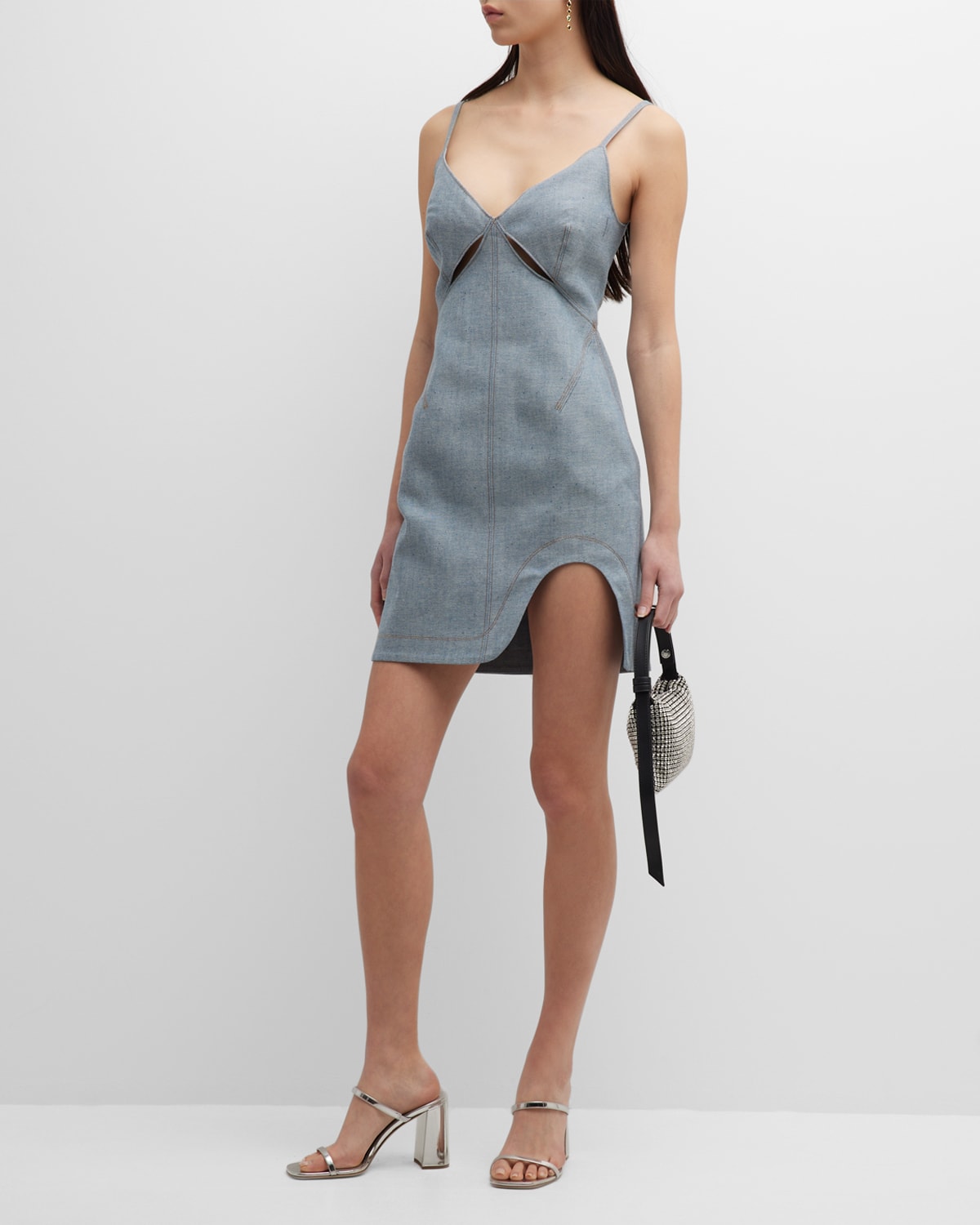 Et Ochs Kelly Denim Mini Dress W/ Cutouts In Mercer