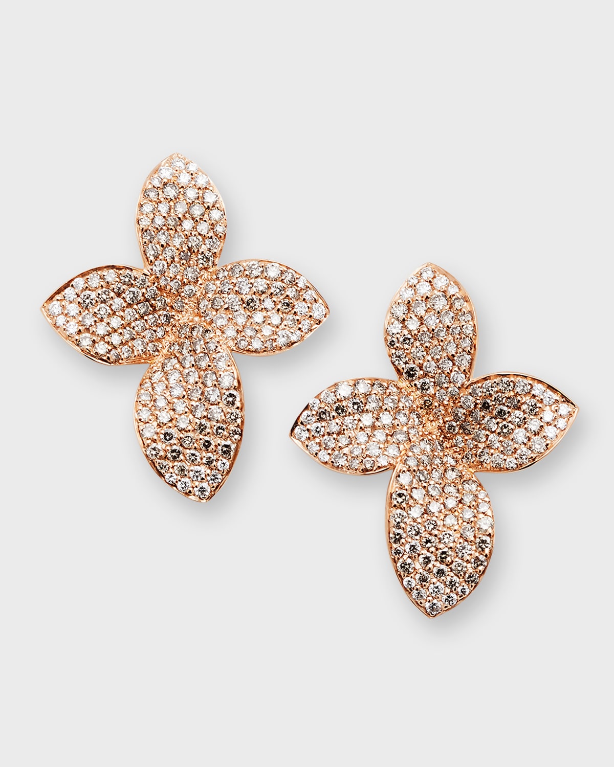 Pasquale Bruni 18k Rose Gold Giardini Segreti Small Flower Diamond Earrings In Rose Gold/white