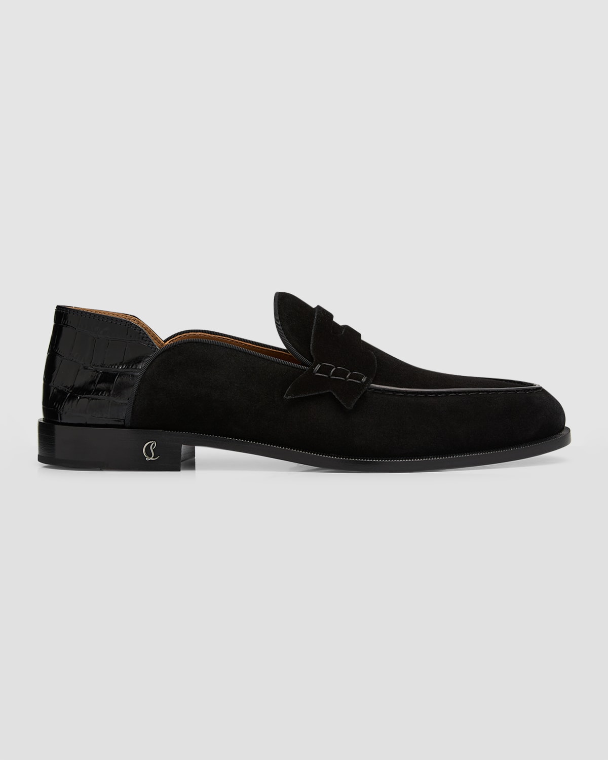 Christian Louboutin Mixed Media Convertible Penny Loafer In Black