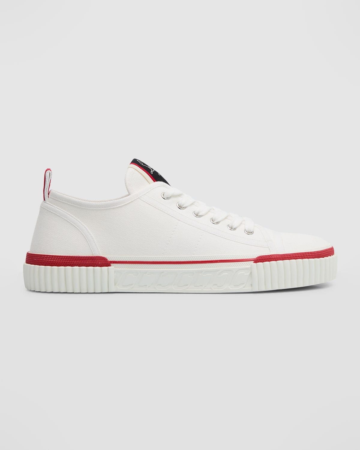 Shop Christian Louboutin Men's Pedro Junior Canvas Low-top Sneakers In White