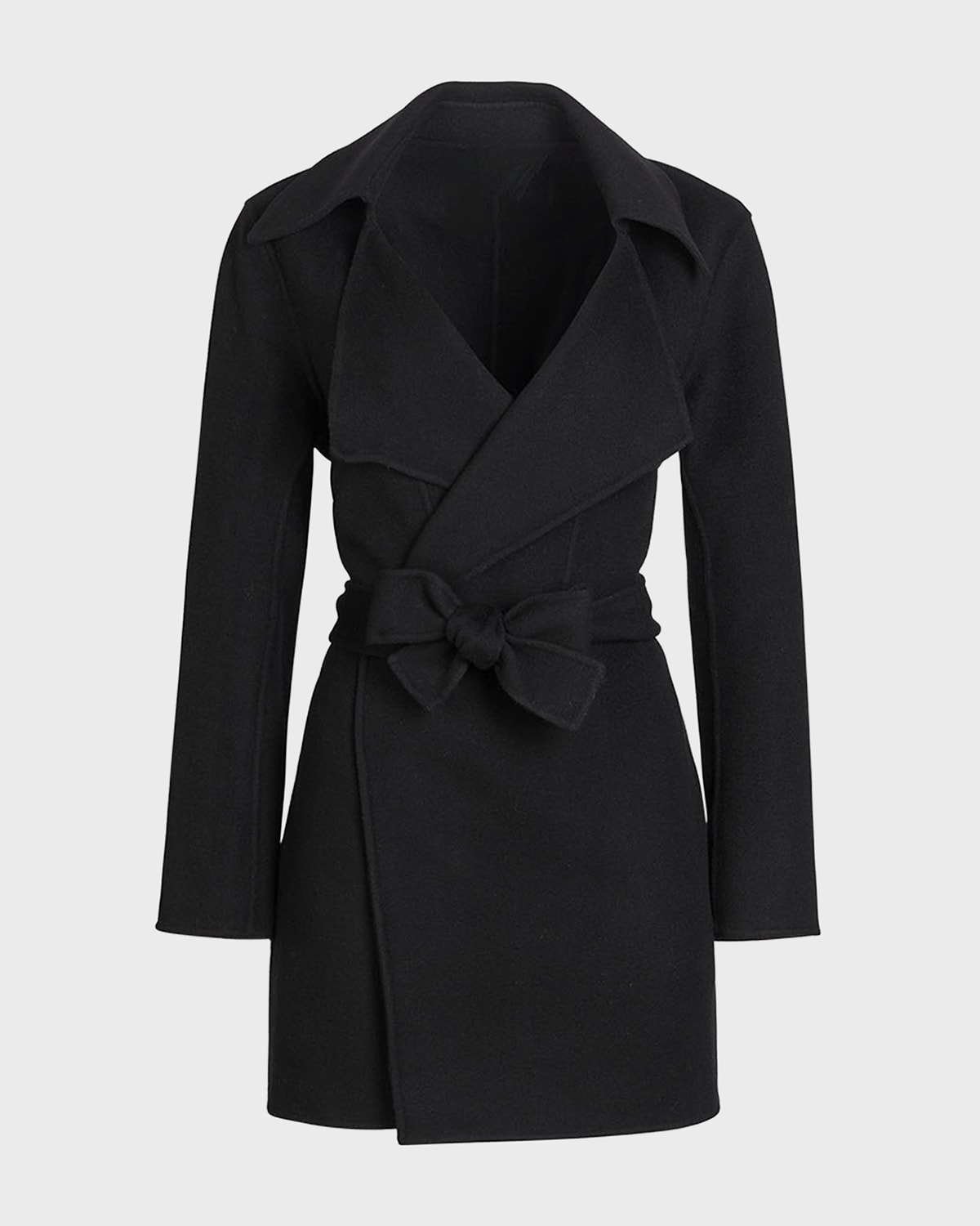 Anne Fontaine Delacroix Belted Wool-blend Wrap Jacket In Black