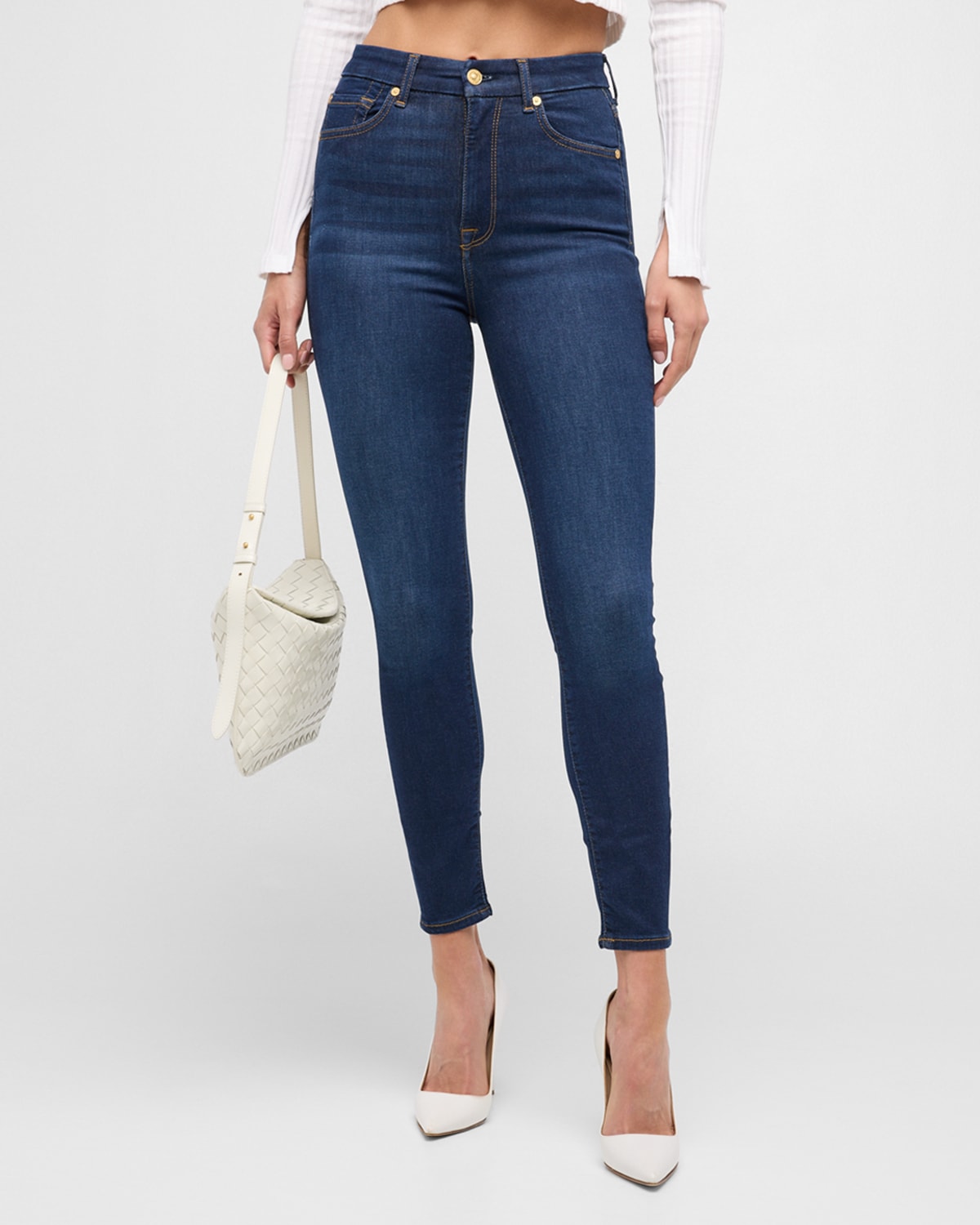 7 For All Mankind The High Waist Ankle Skinny Jeans In Siltridtru