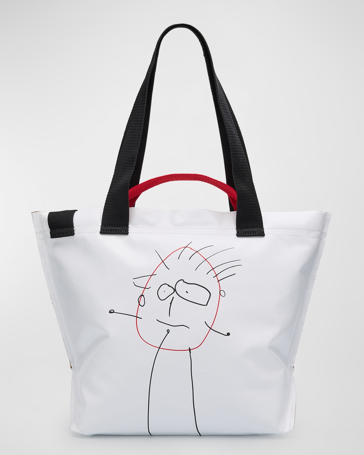 Plan C Medium Printed Shopper Tote Bag In White