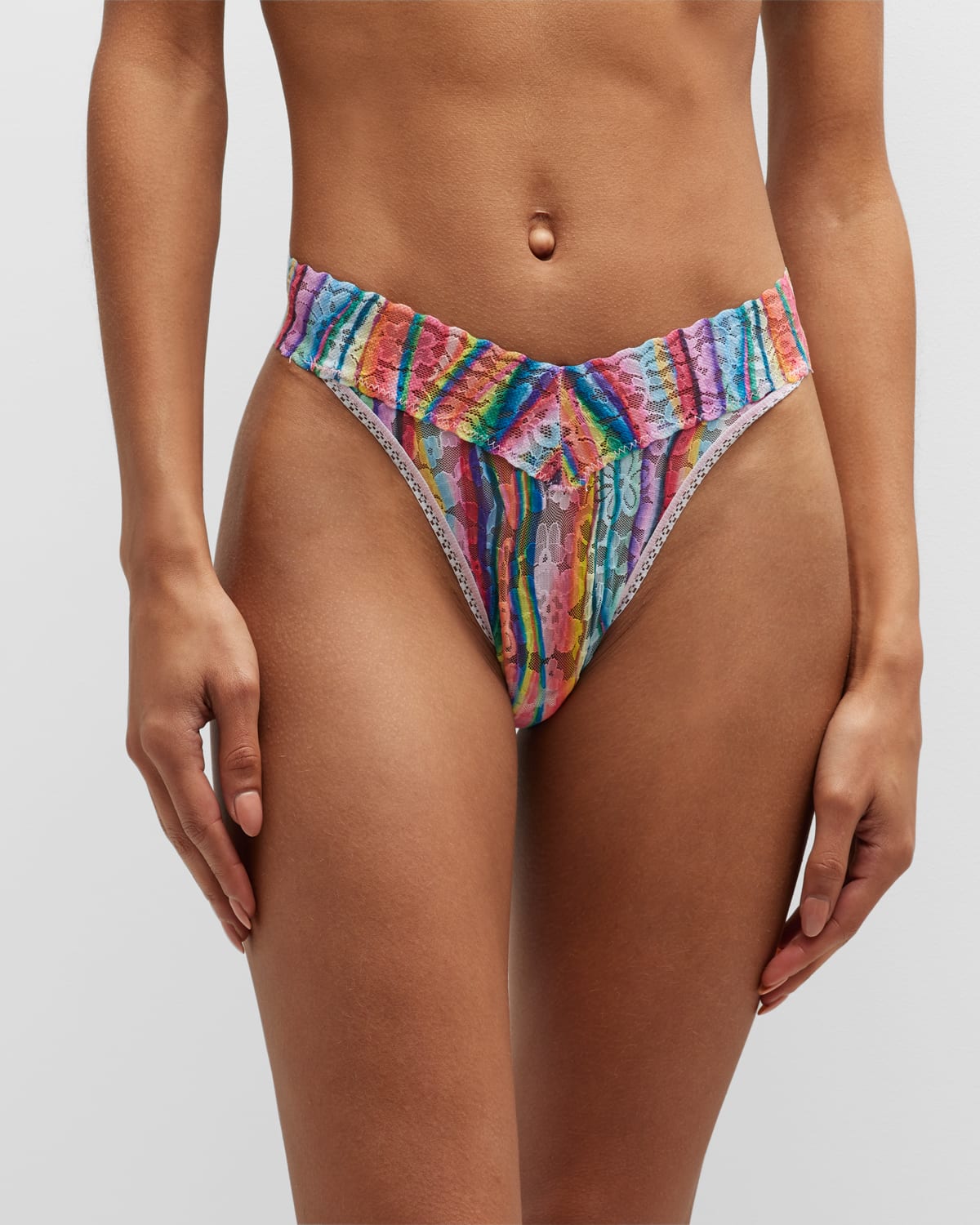 Hanky Panky Striped Lace Original-rise Thong In Aura