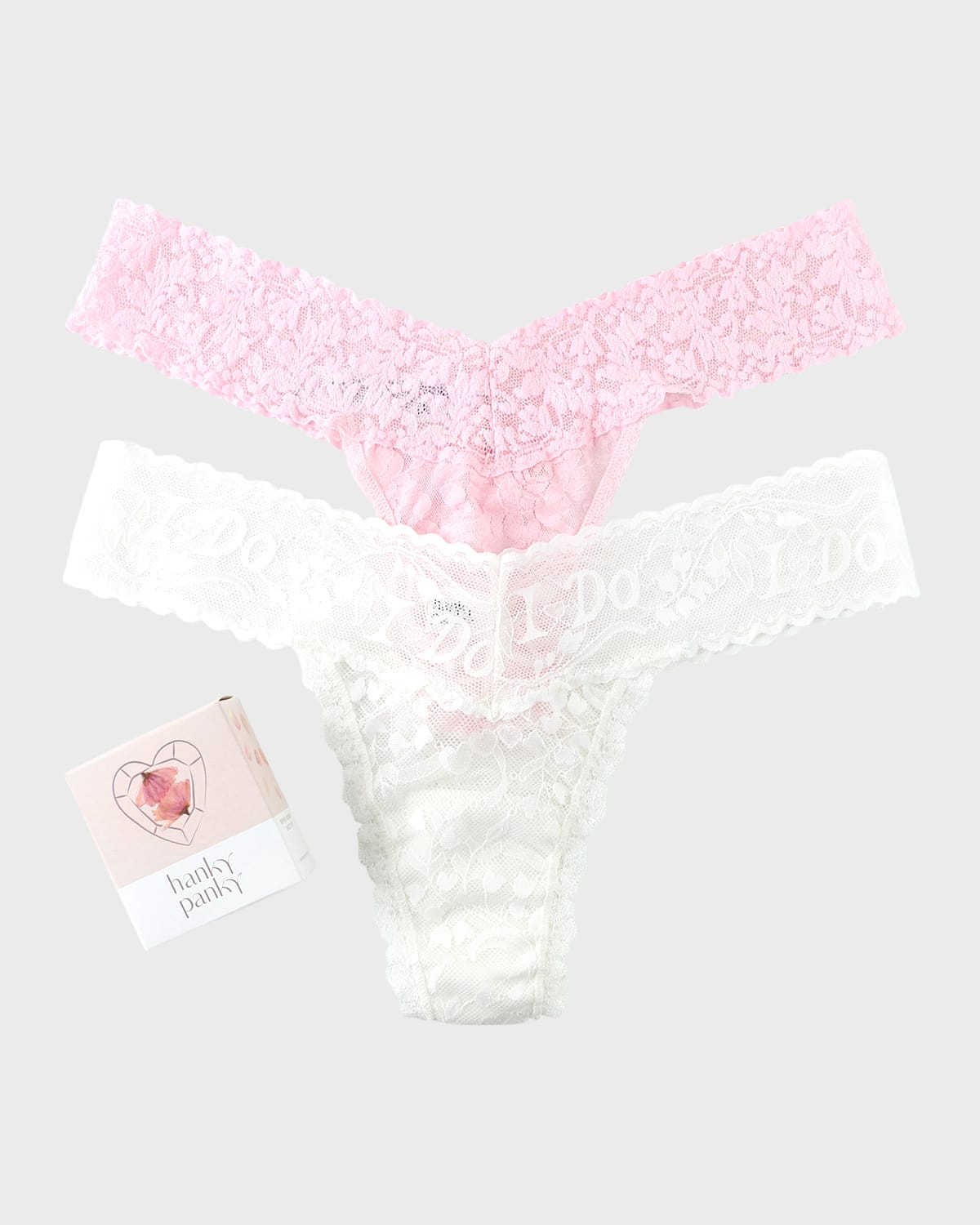 Hanky Panky Assorted 2-pack I Do Signature Low Rise Thongs In Light Ivorybliss