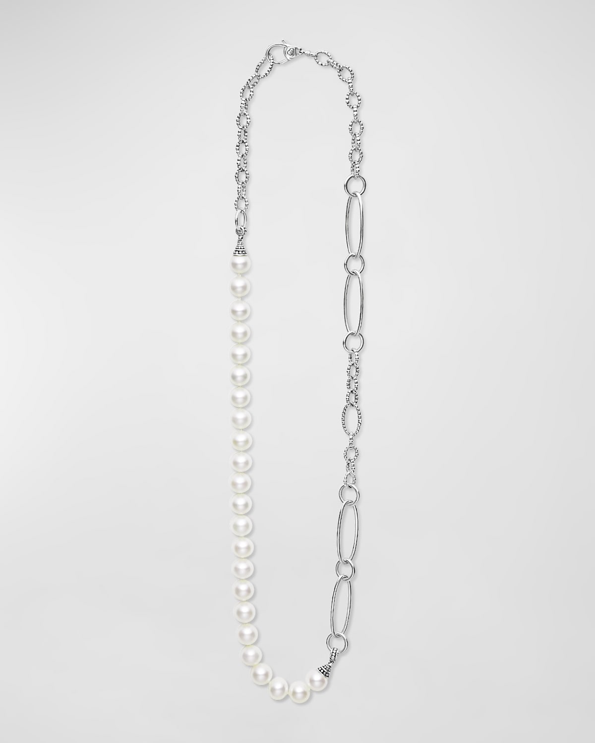 Lagos Luna Split Freshwater Pearl Chain Necklace In Silver