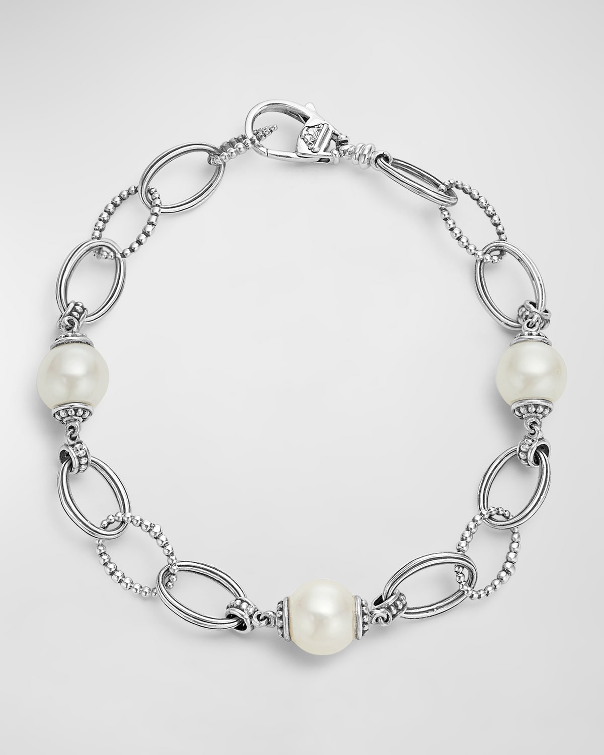 LAGOS STERLING SILVER LUNA PEARL LINK BRACELET