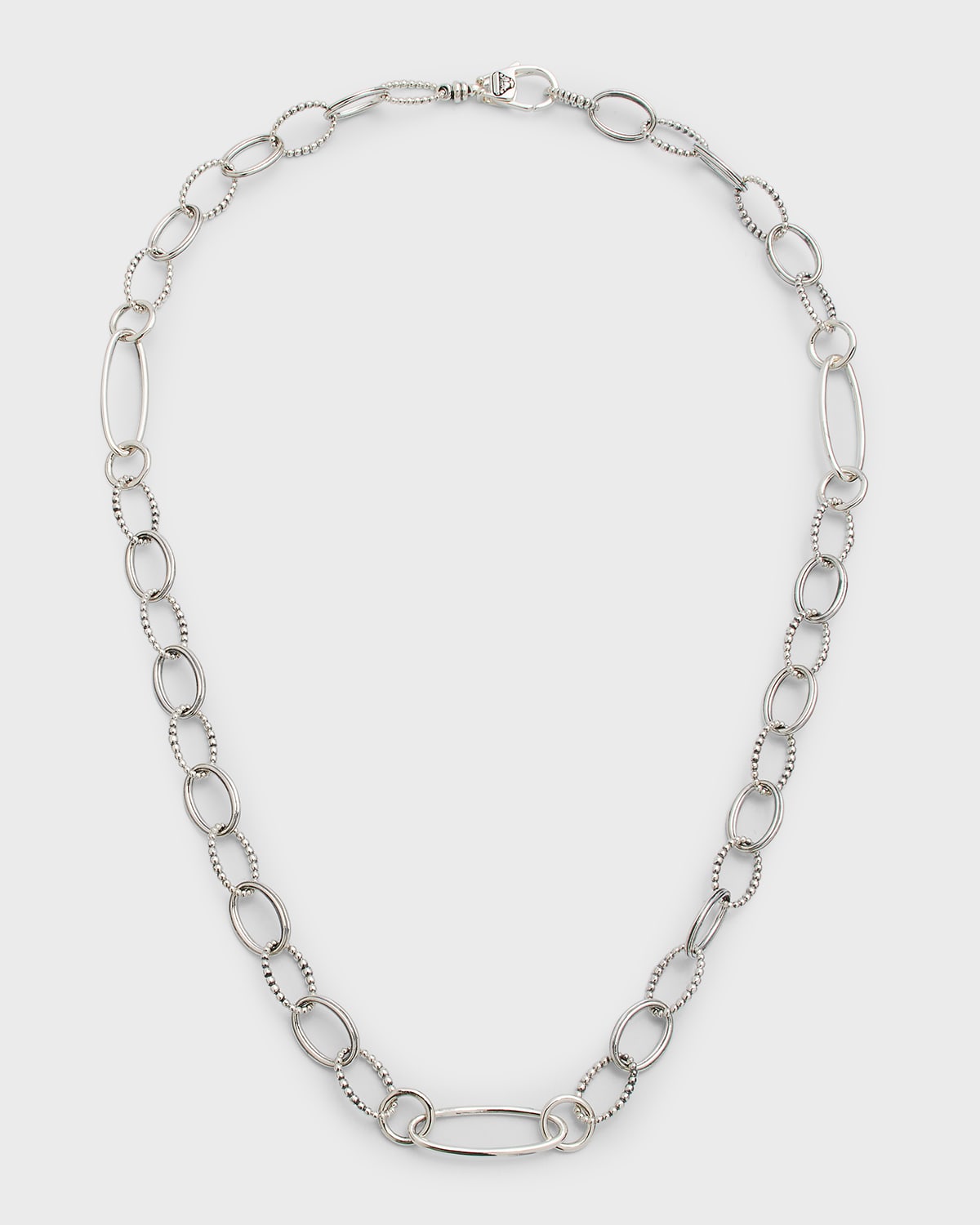 Lagos Signature Caviar Mixed Link Necklace In Silver