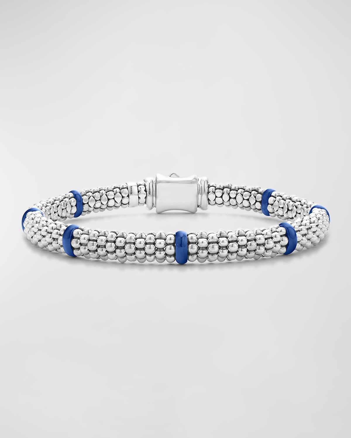 Lagos Ultramarine Ceramic & Sterling Silver Blue Caviar Station Bracelet In Blue