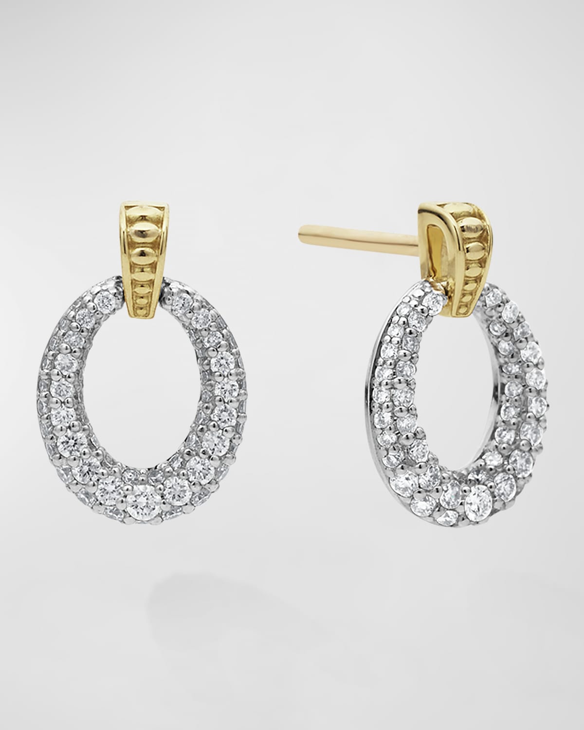 LAGOS TWO TONE CAVIAR DIAMOND OVAL EARRINGS