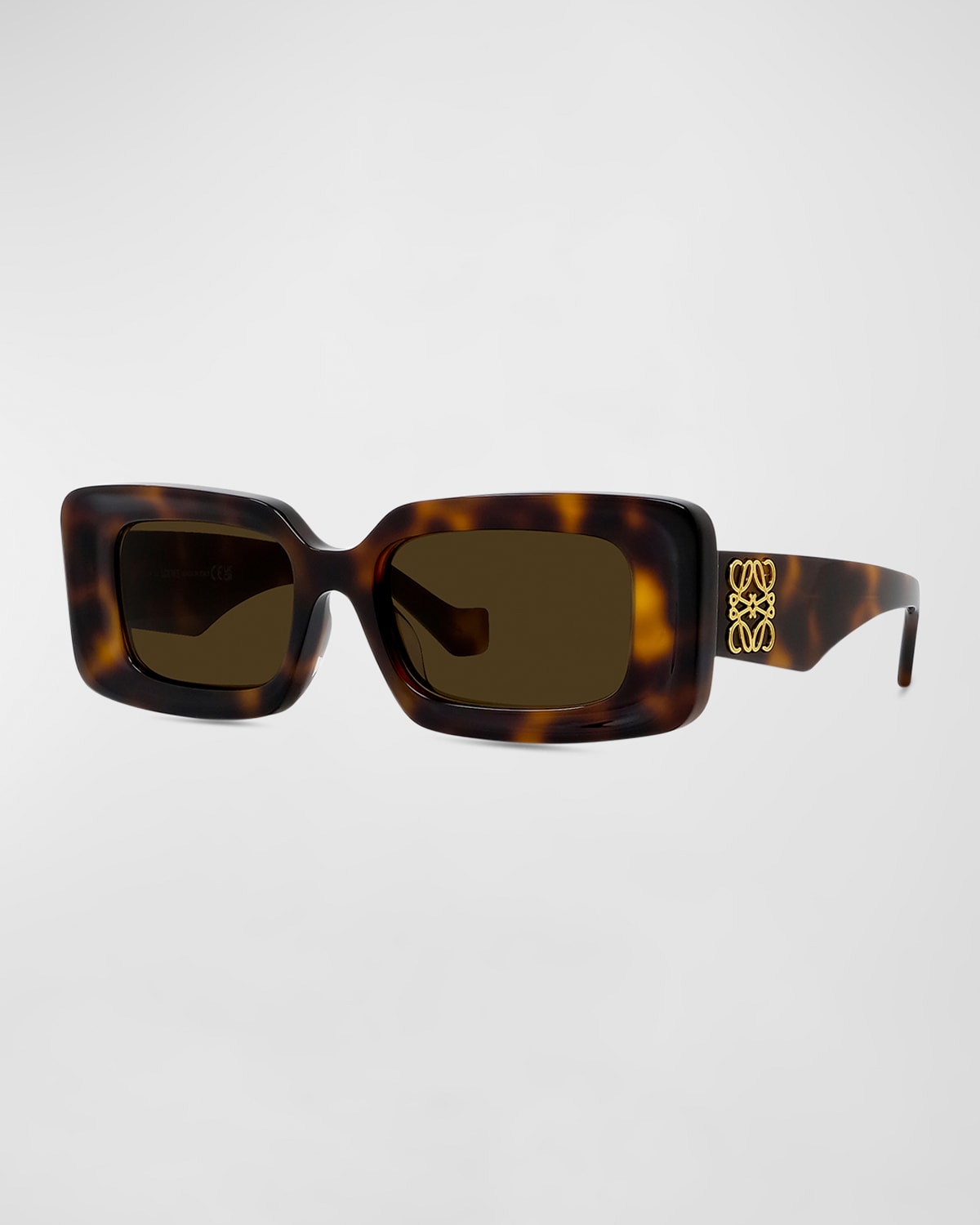 Loewe Havana Anagram Rectangle Acetate Sunglasses In Dark Havana Brown