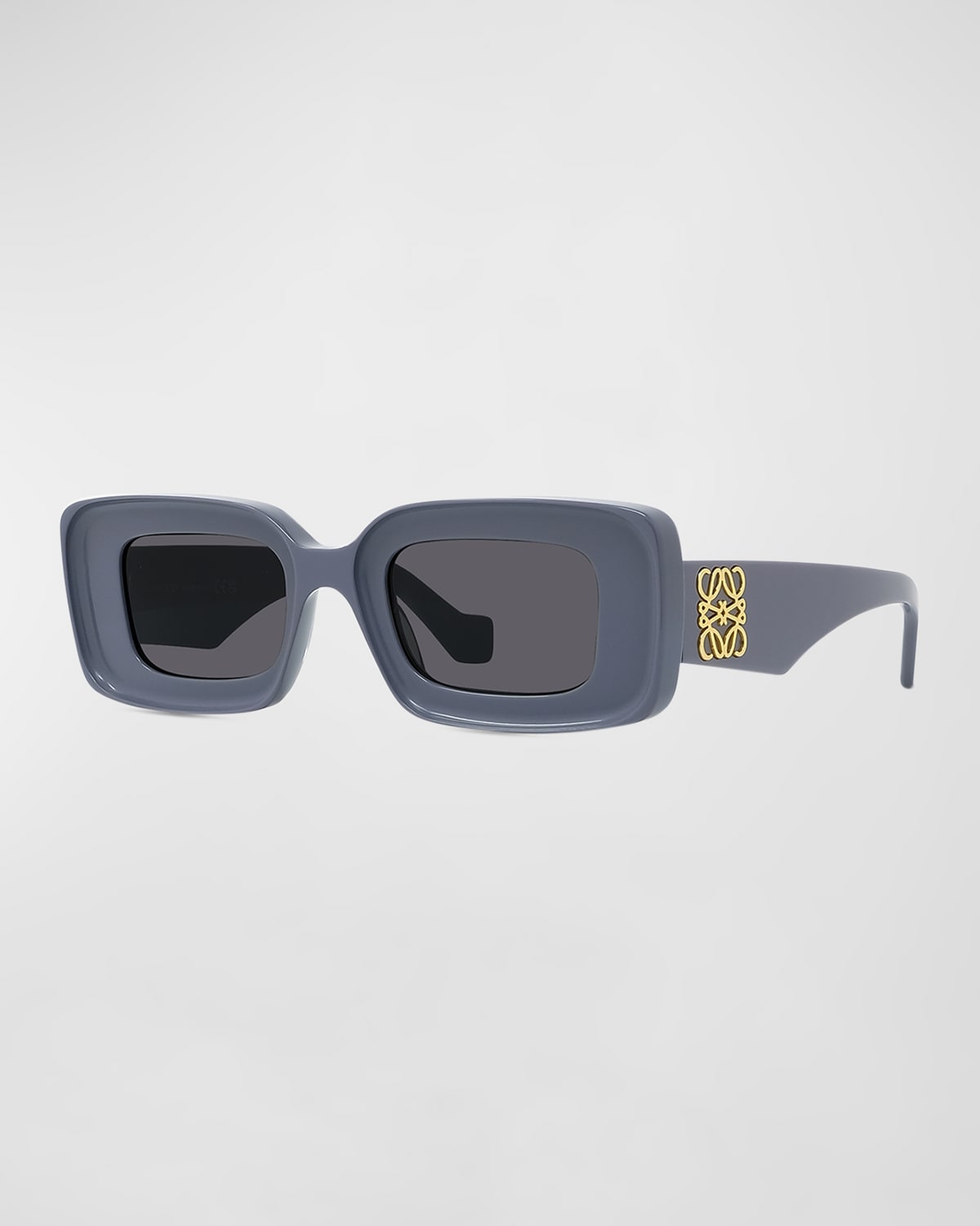 Shop Loewe Anagram Rectangle Acetate Sunglasses In Shiny Violet Smoke