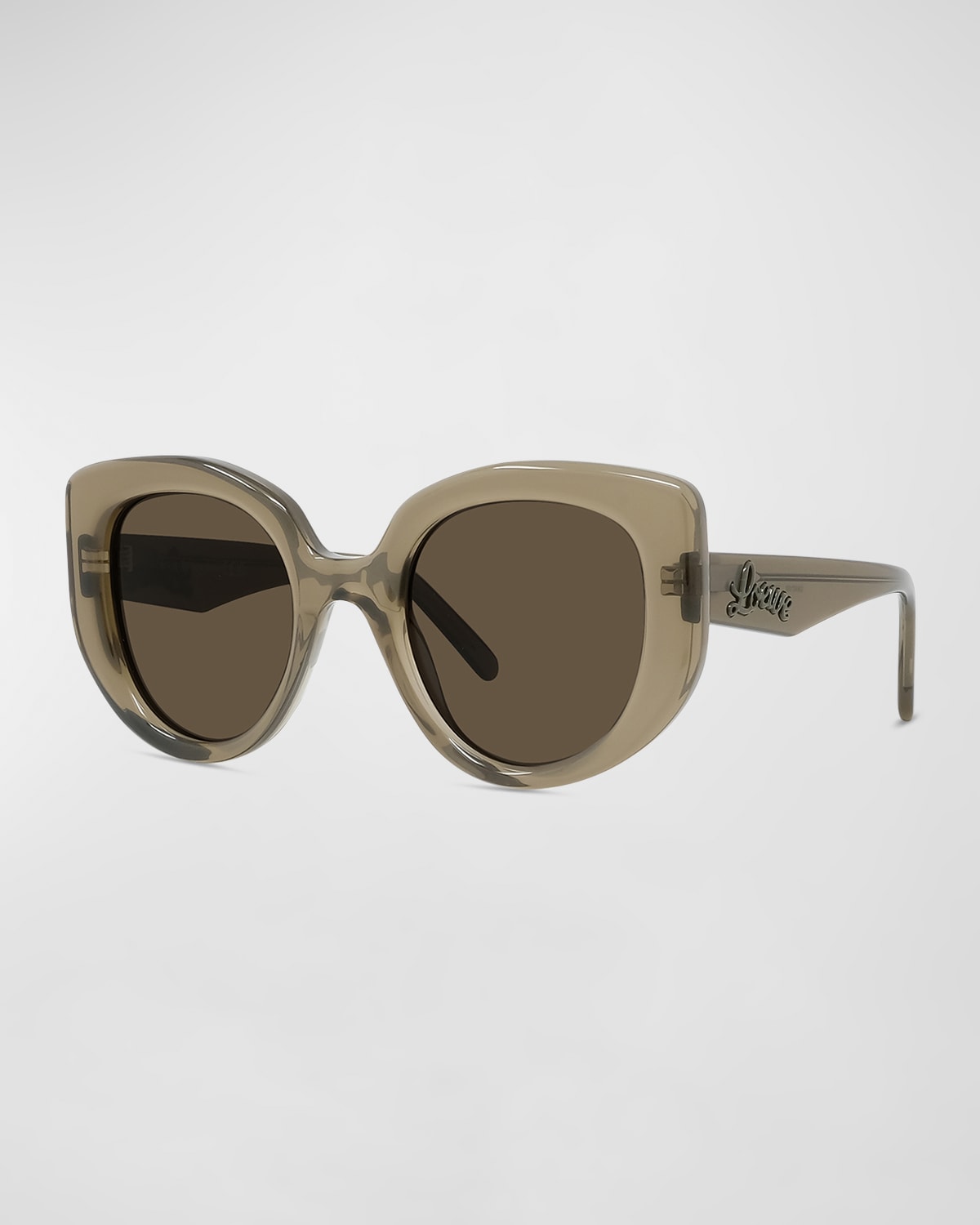 Loewe Oversized Acetate Butterfly Sunglasses In Shiny Dark Green