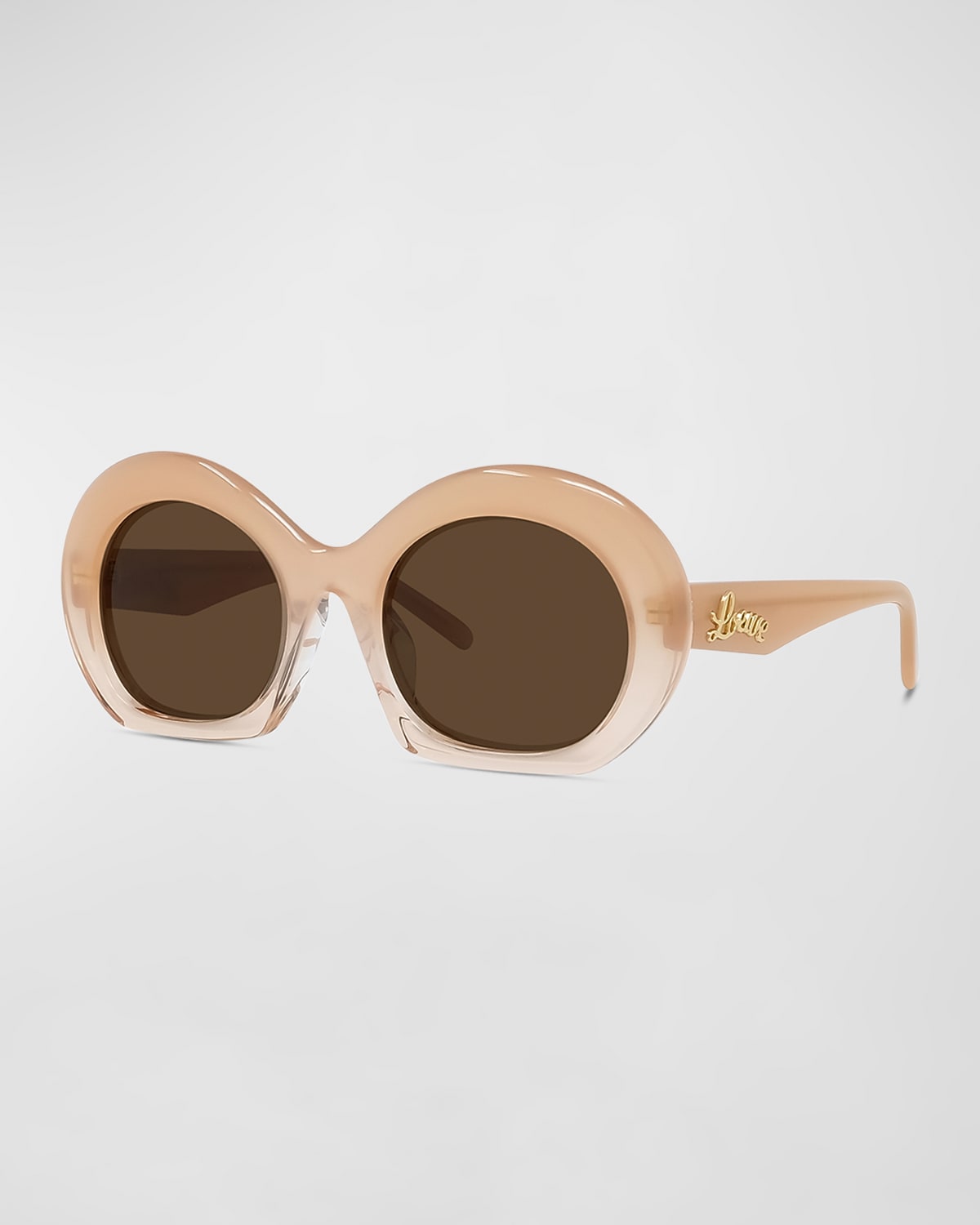Shop Loewe Half Moon Acetate Sunglasses In Shiny Pink Brown