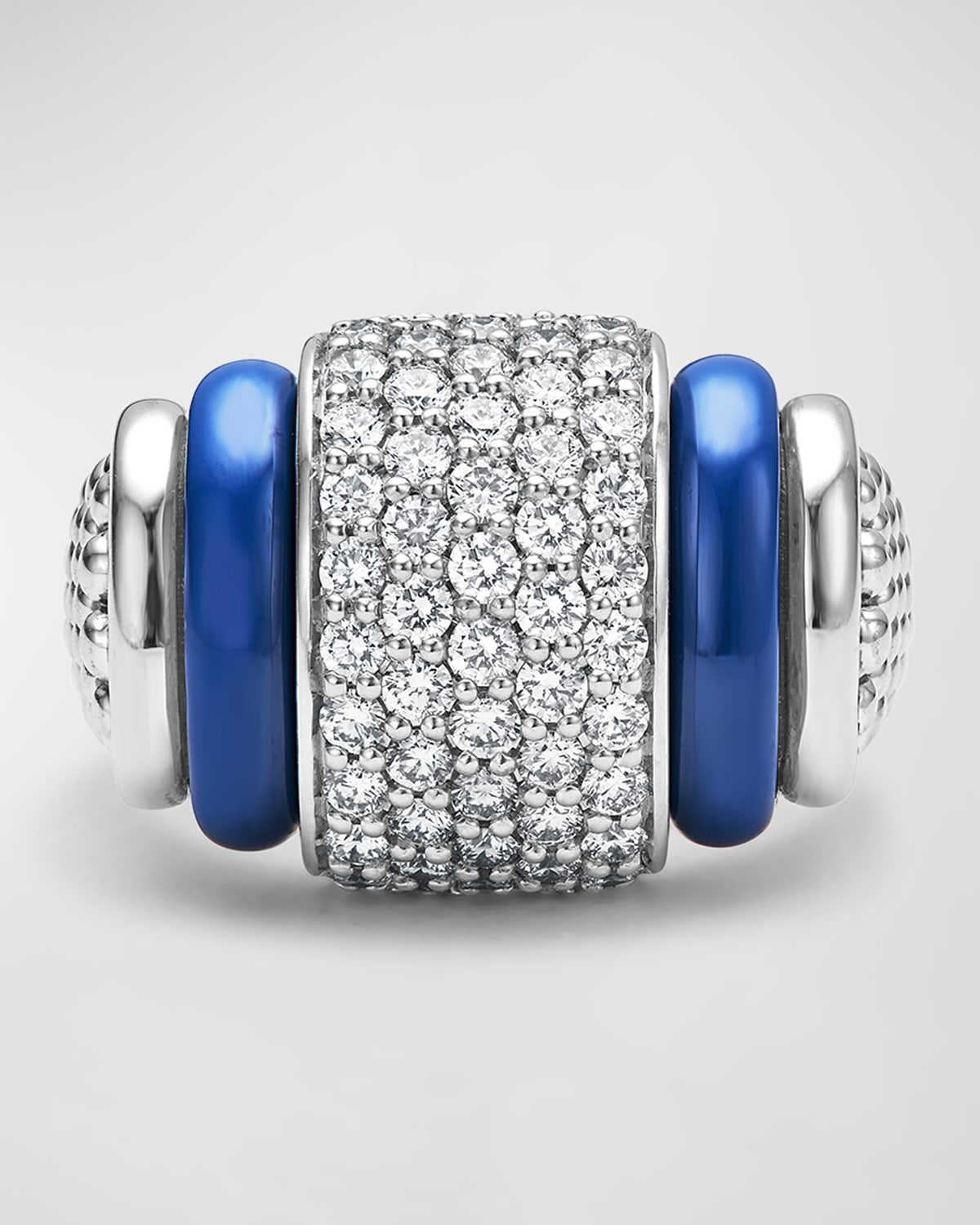 Lagos Blue Caviar Marine Diamond Ring In Silver