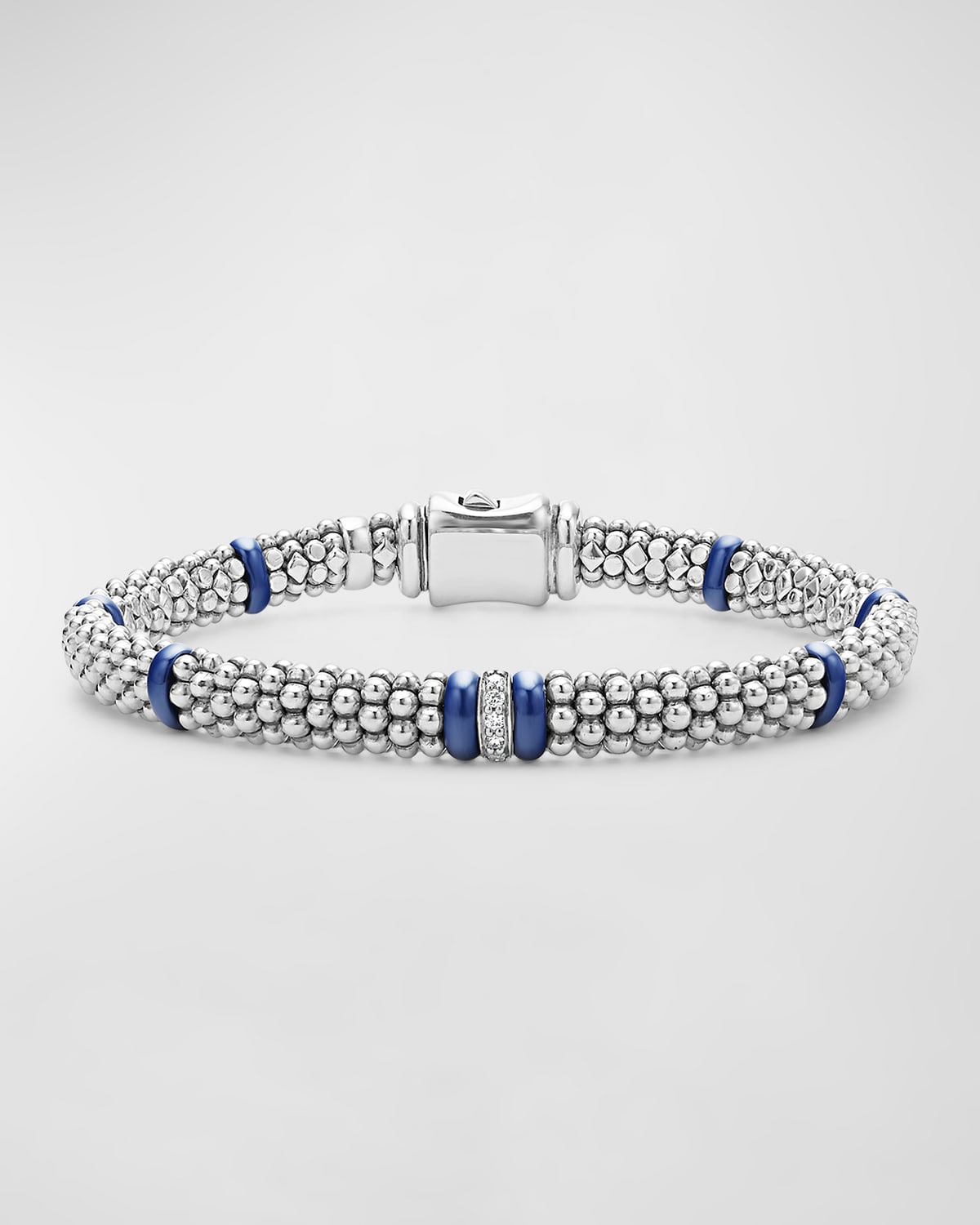 Blue Caviar Marine Ceramic and Diamond 1-Link Reverse 6mm Rope Bracelet