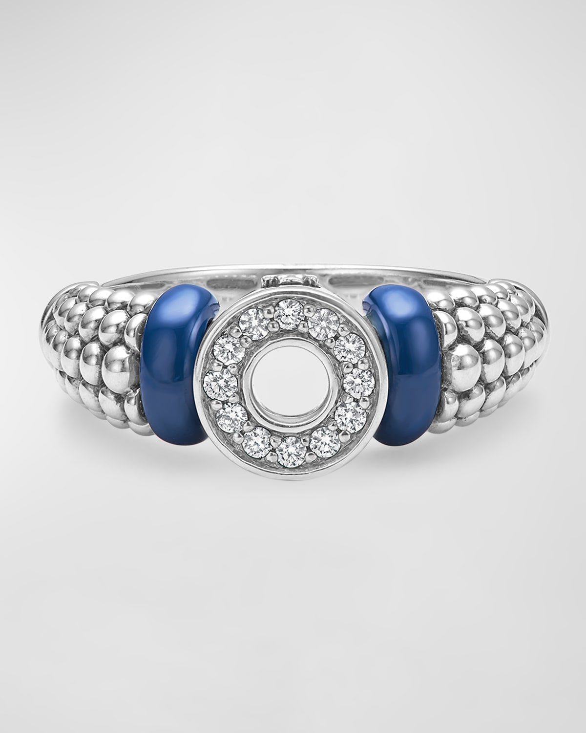 LAGOS BLUE CAVIAR MARINE CERAMIC AND SMALL DIAMOND CIRCLE RING