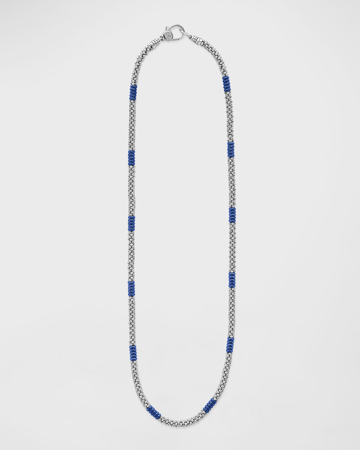 Lagos Blue Caviar Ceramic Station Necklace In Silver
