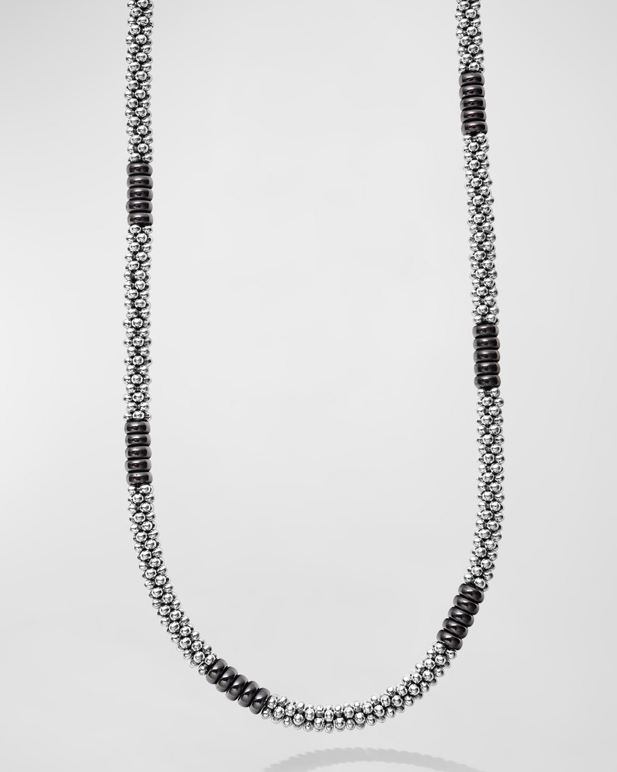 LAGOS STERLING SILVER BLACK CAVIAR BEADED NECKLACE