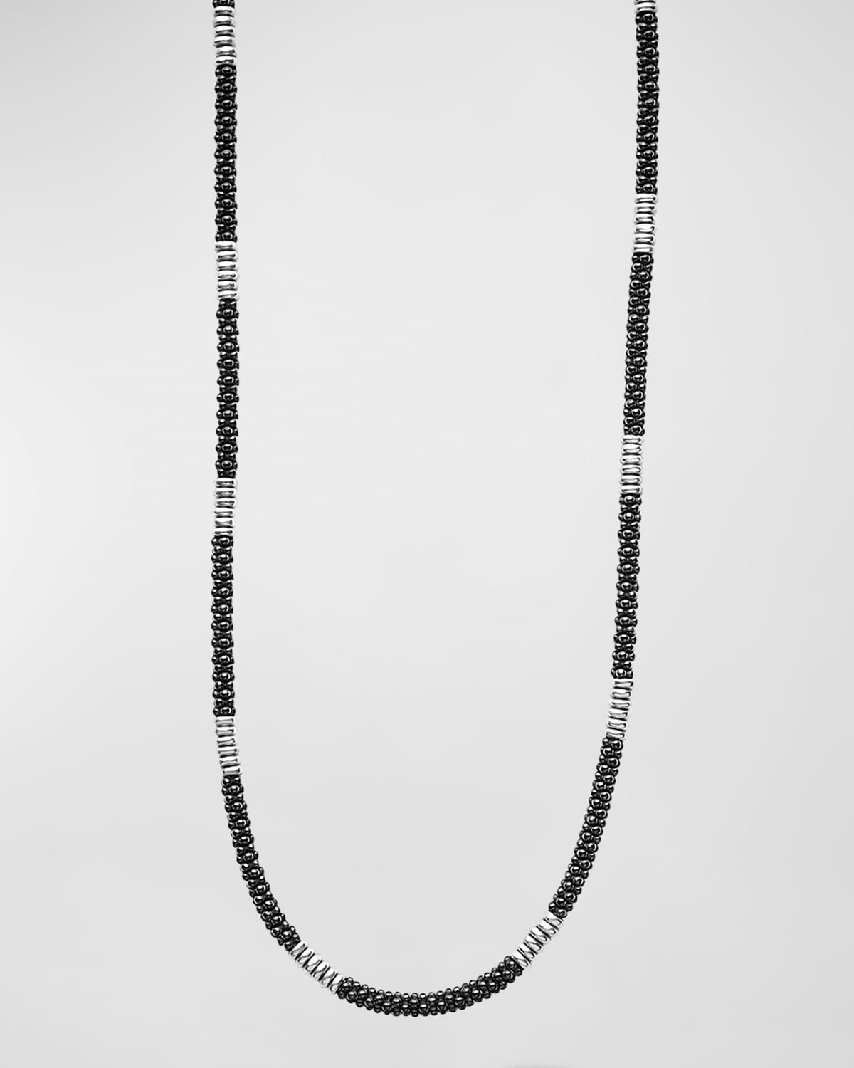 Lagos Black Caviar Ceramic Station Necklace In Silver