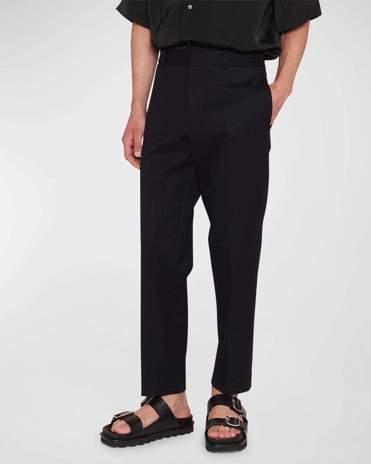 Jil Sander Men's Elastic-back Cotton Trousers In Navy