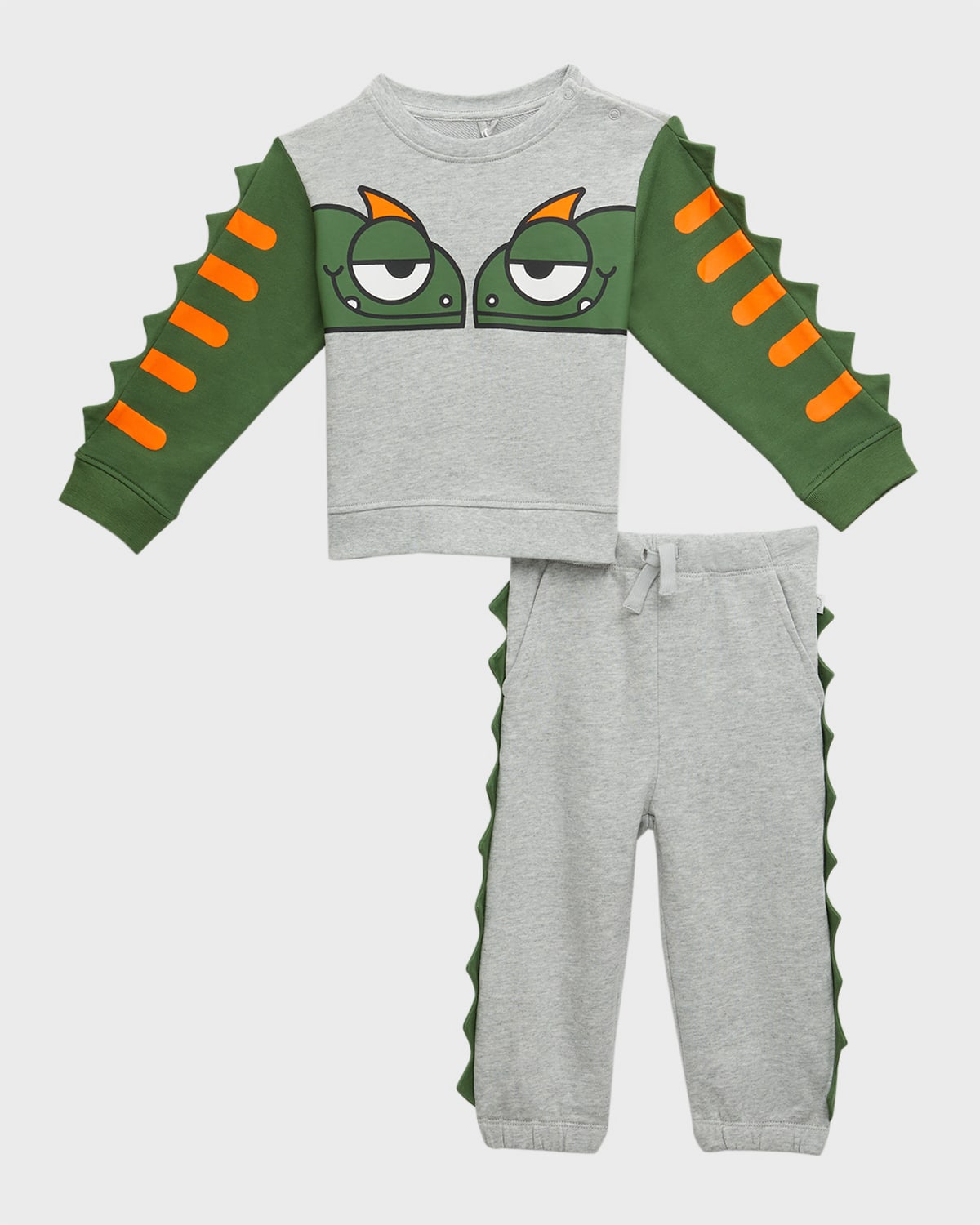 Stella Mccartney Kids' Boy's Gecko Graphic And 3d Spikes Tracksuit In 904 Grey