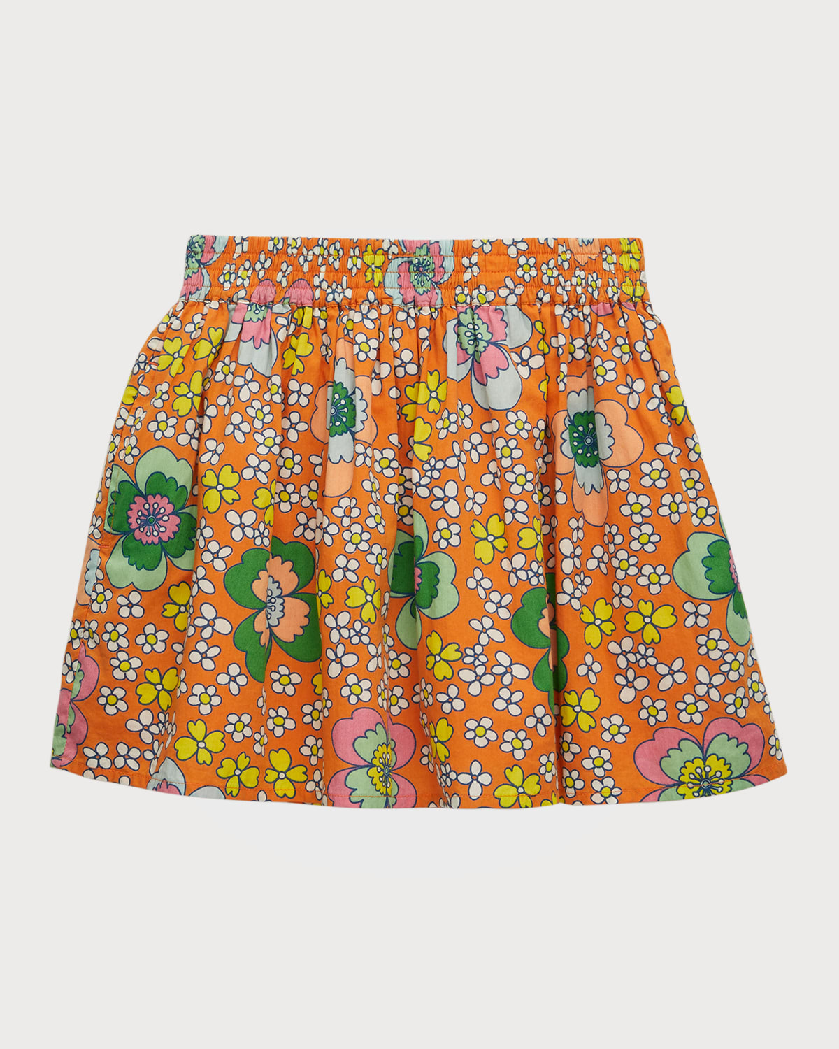 Stella Mccartney Kids' Girl's Multicolor Floral-print Skirt In Arancio/multicolor